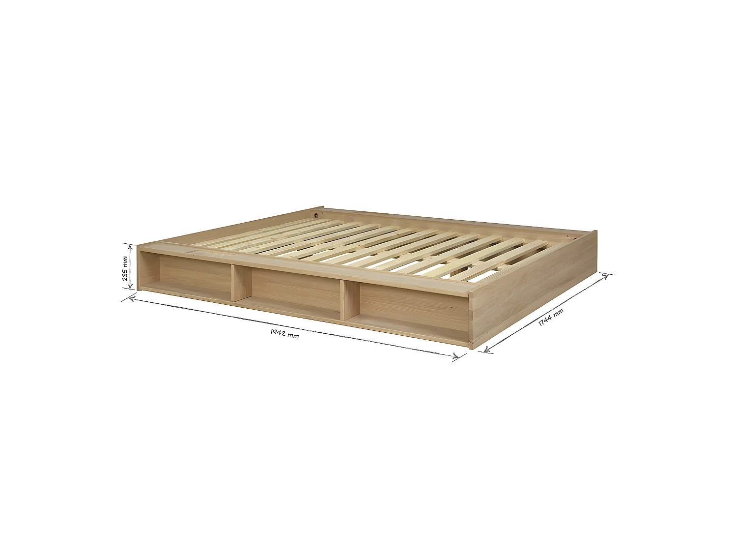 Pack lit avec matelas 140x190 cm bois massif bois naturel MALO