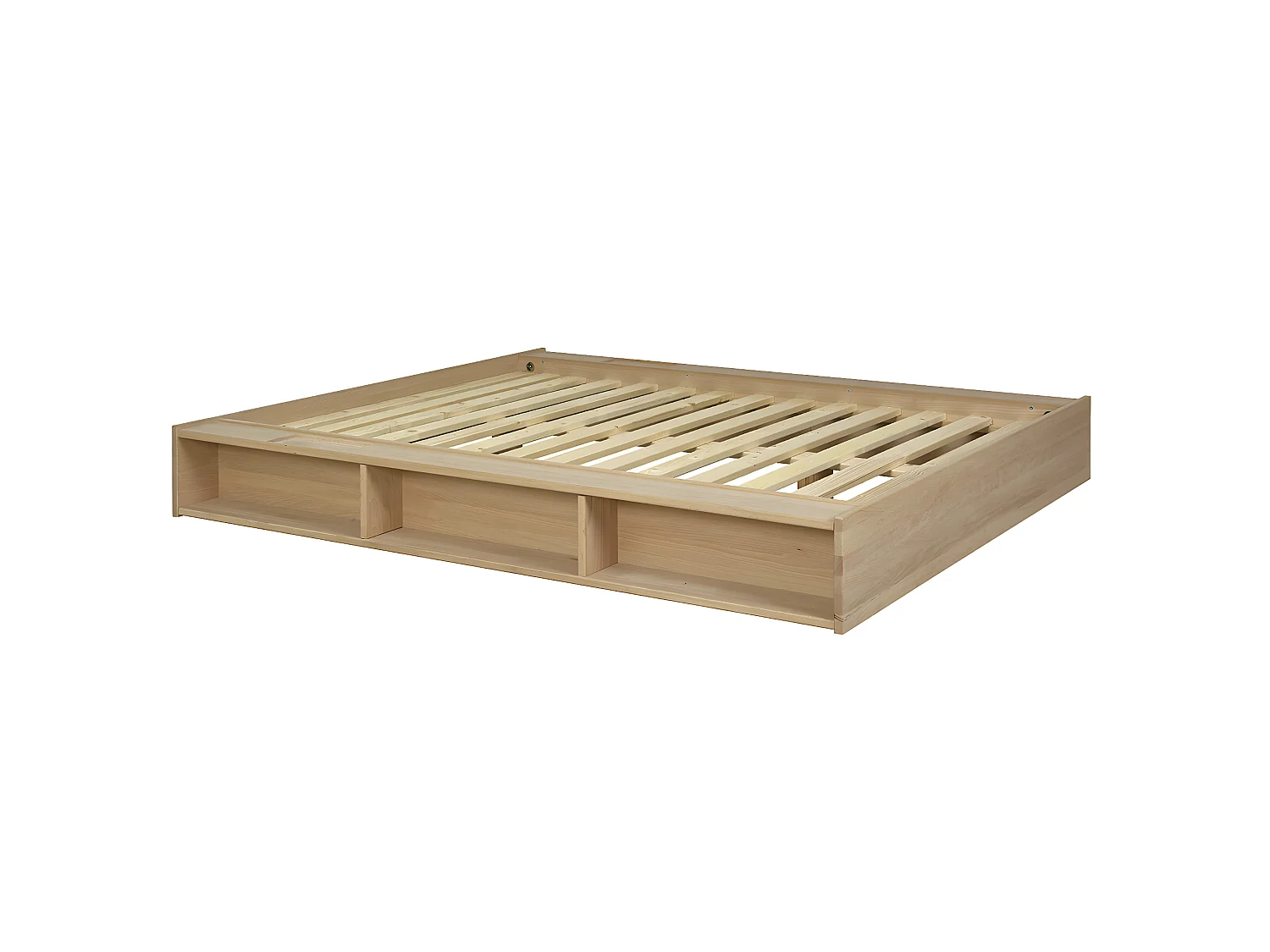Pack lit avec matelas 140x190 cm bois massif bois naturel MALO