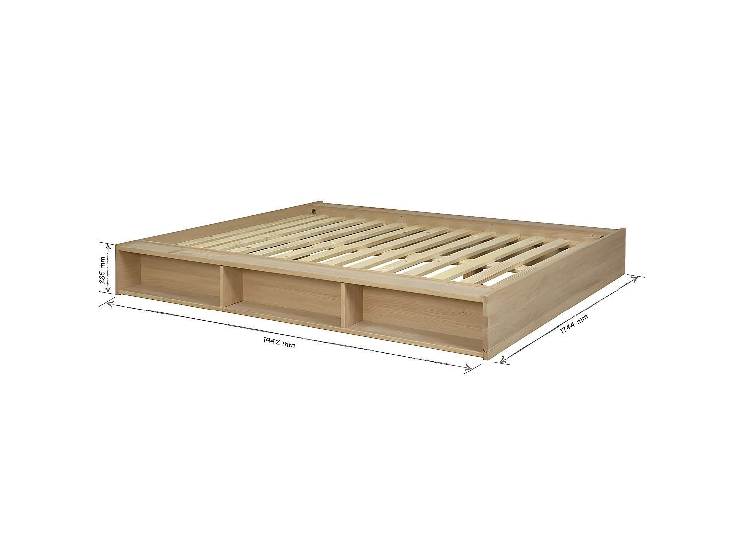 Pack lit avec matelas 140x190 cm bois massif bois naturel MALO
