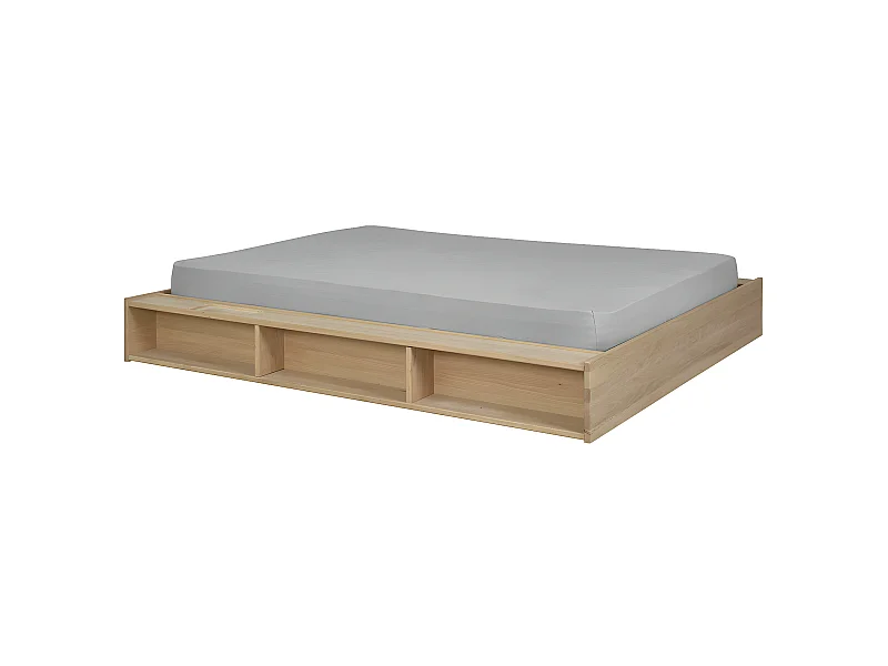 Pack lit avec matelas 140x190 cm bois massif bois naturel MALO