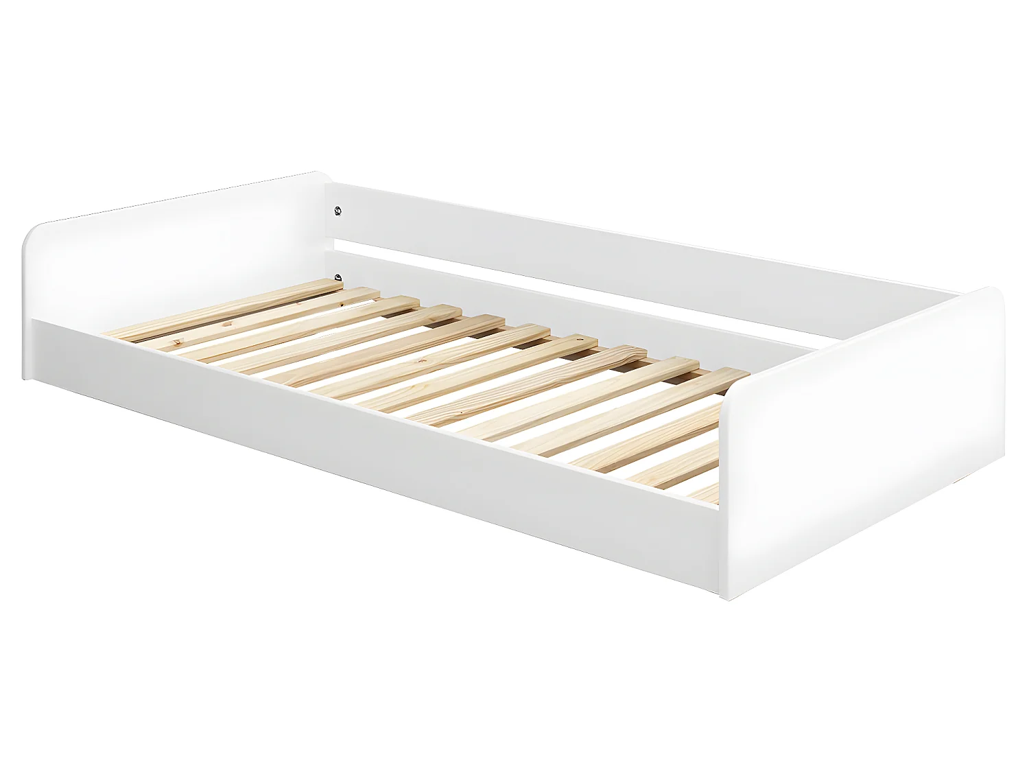 Lit Montessori avec barrière 90x190 cm bois massif blanc HARPE
