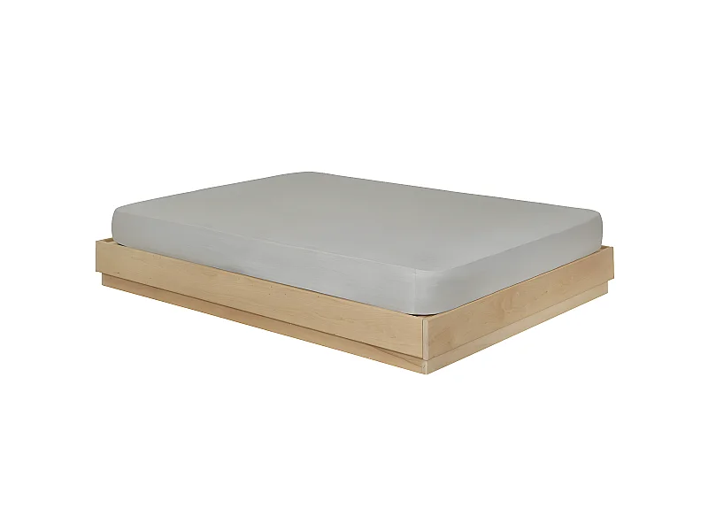 Pack lit avec matelas 140x190 cm bois massif bois naturel BAYA