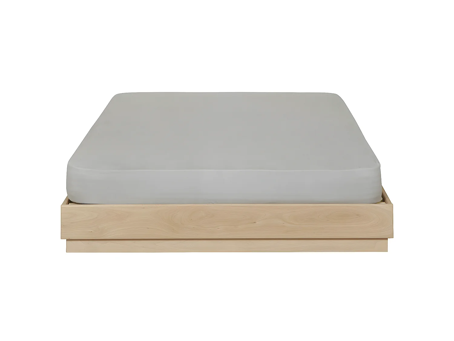 Pack lit avec matelas 140x190 cm bois massif bois naturel BAYA