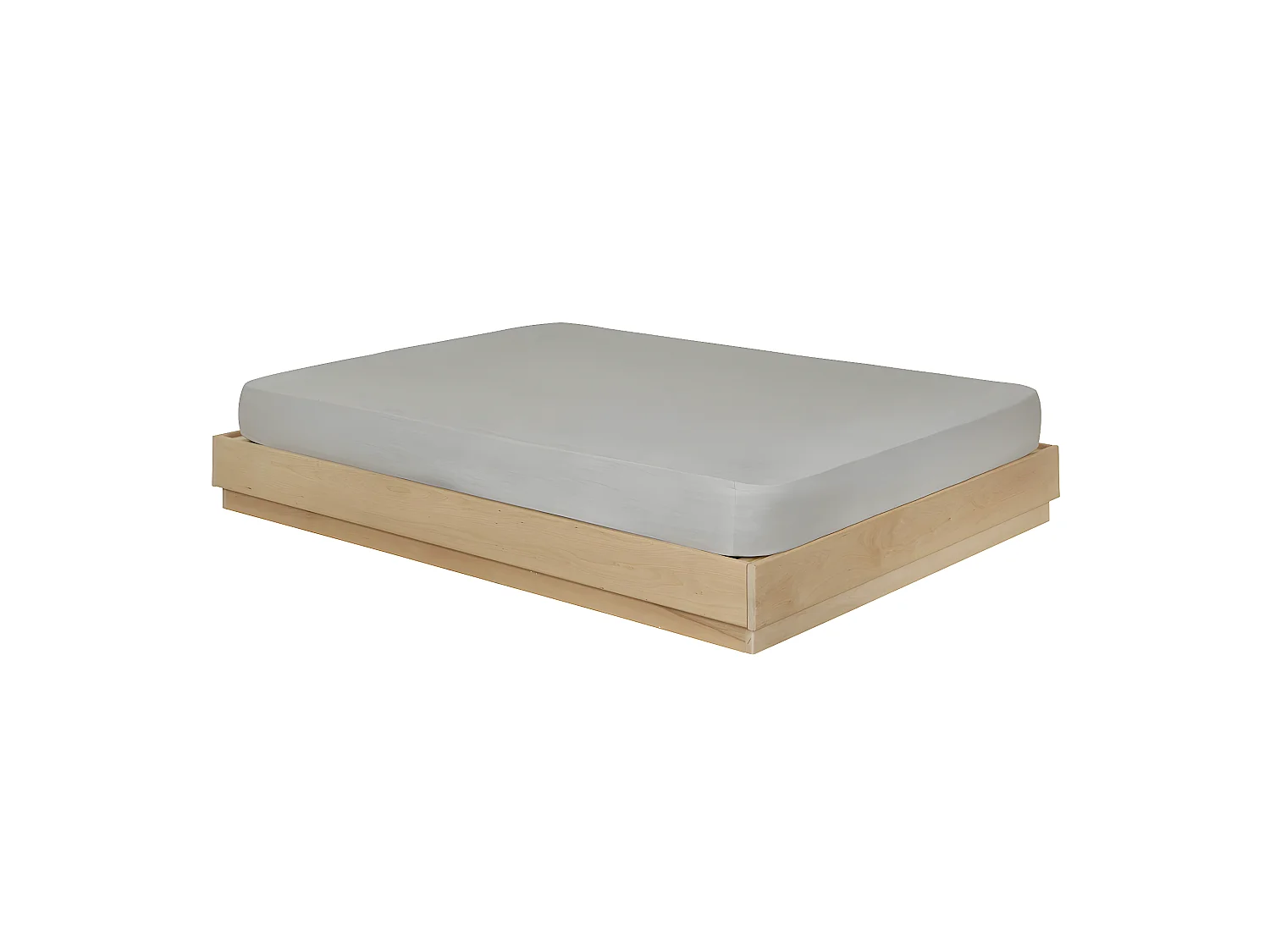 Pack lit avec matelas 140x190 cm bois massif bois naturel BAYA