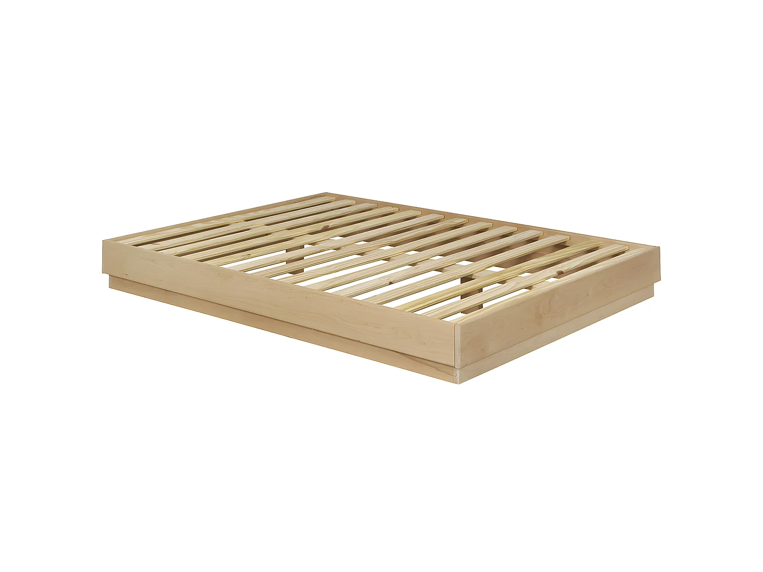 Pack lit avec matelas 140x190 cm bois massif bois naturel BAYA