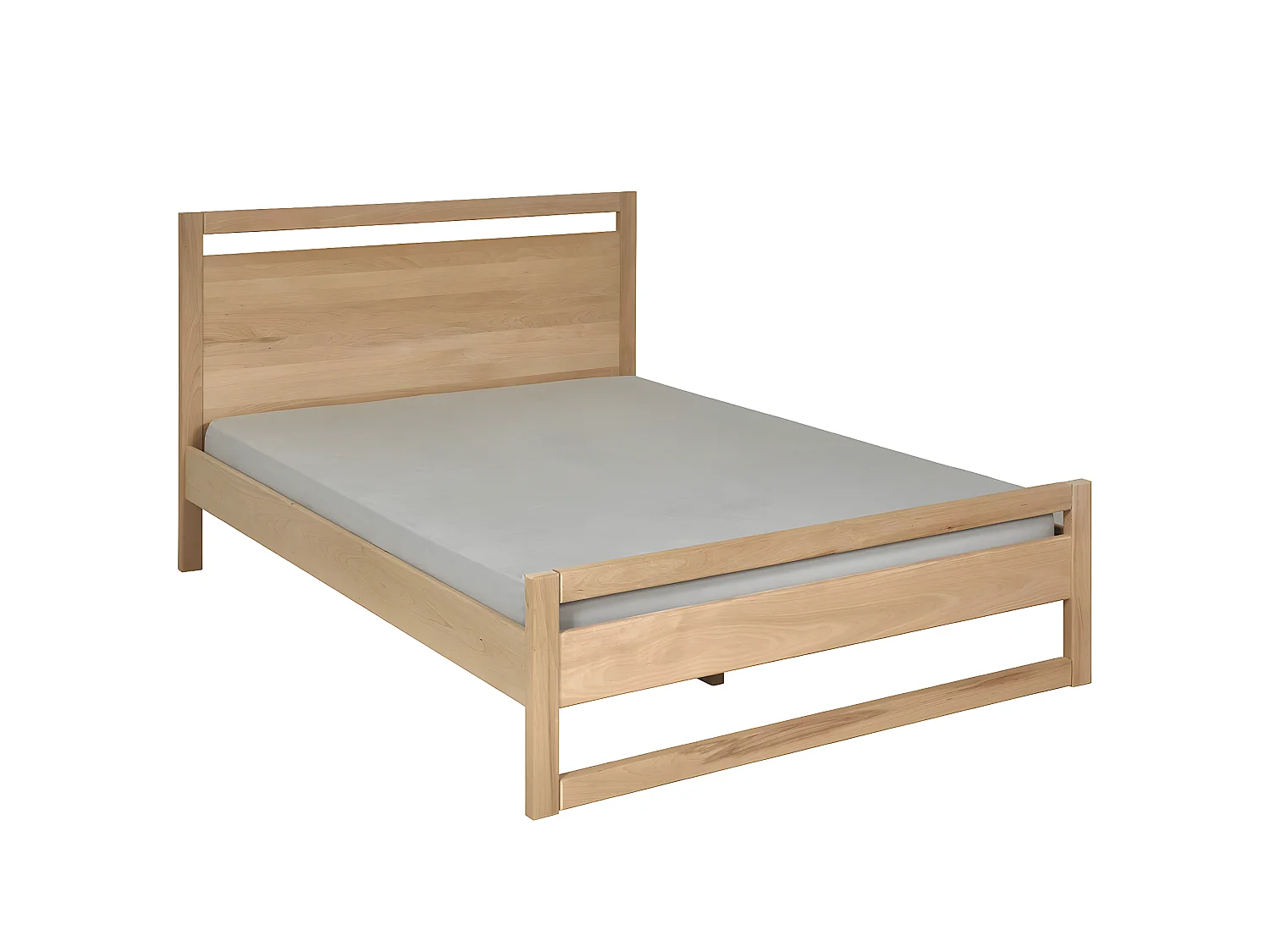 Pack lit avec matelas 160x200 cm bois massif bois naturel LIO
