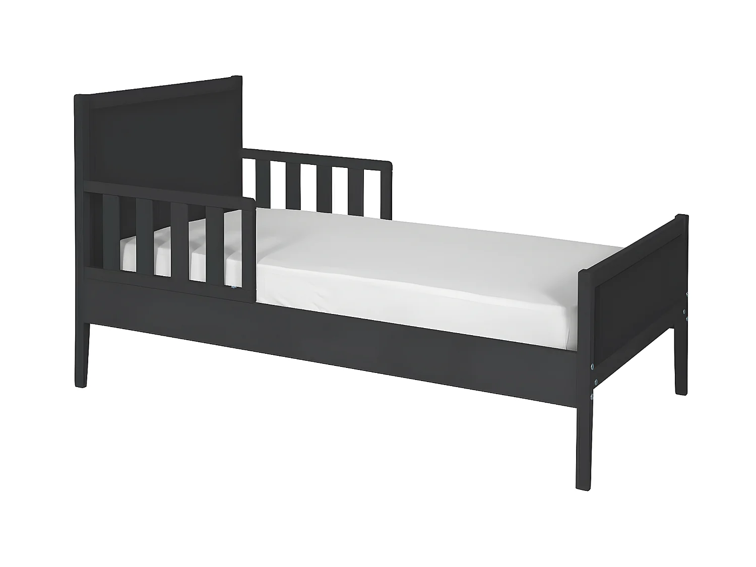 Lit enfant avec  matelas 70x140 cm bois massif gris TINA