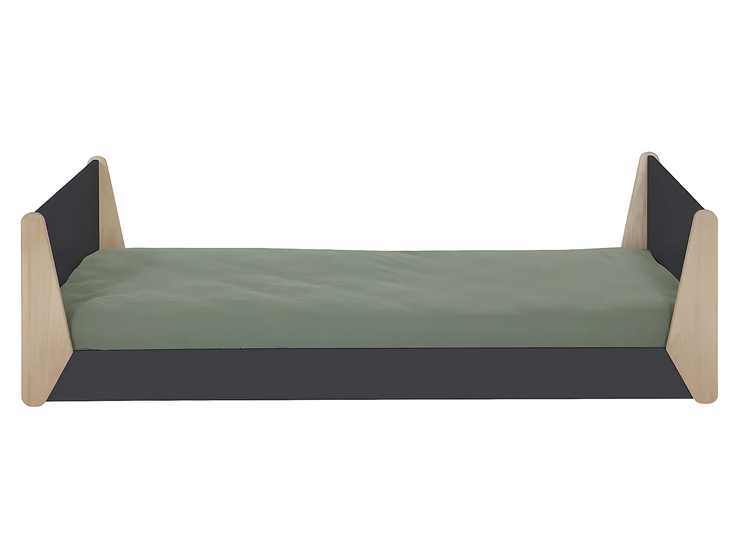 Lit avec pieds Yumi   Gris anthracite et bois 90x190 cm