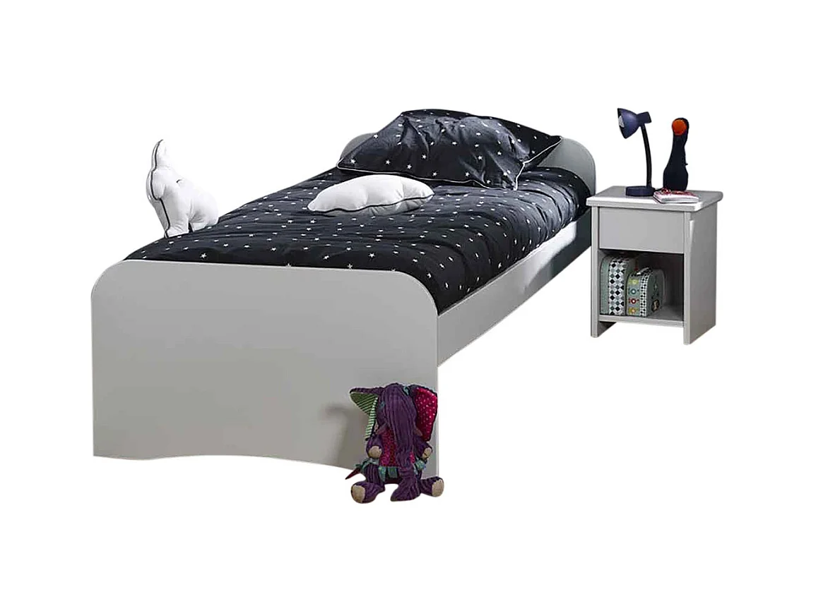 Lit 90x190 cm bois massif blanc THAIS