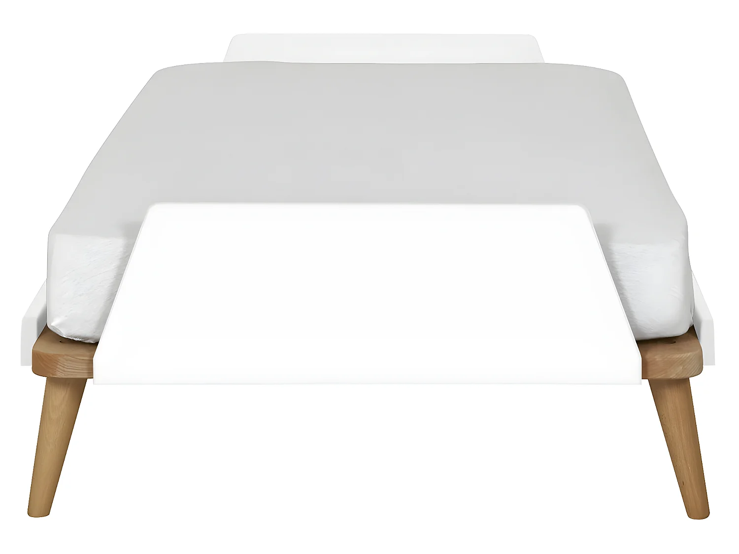 Pack lit avec matelas 90x190 cm bois massif blanc et bois KARL