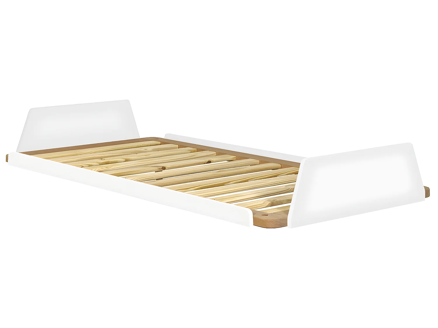 Pack lit avec matelas 90x190 cm bois massif blanc et bois KARL