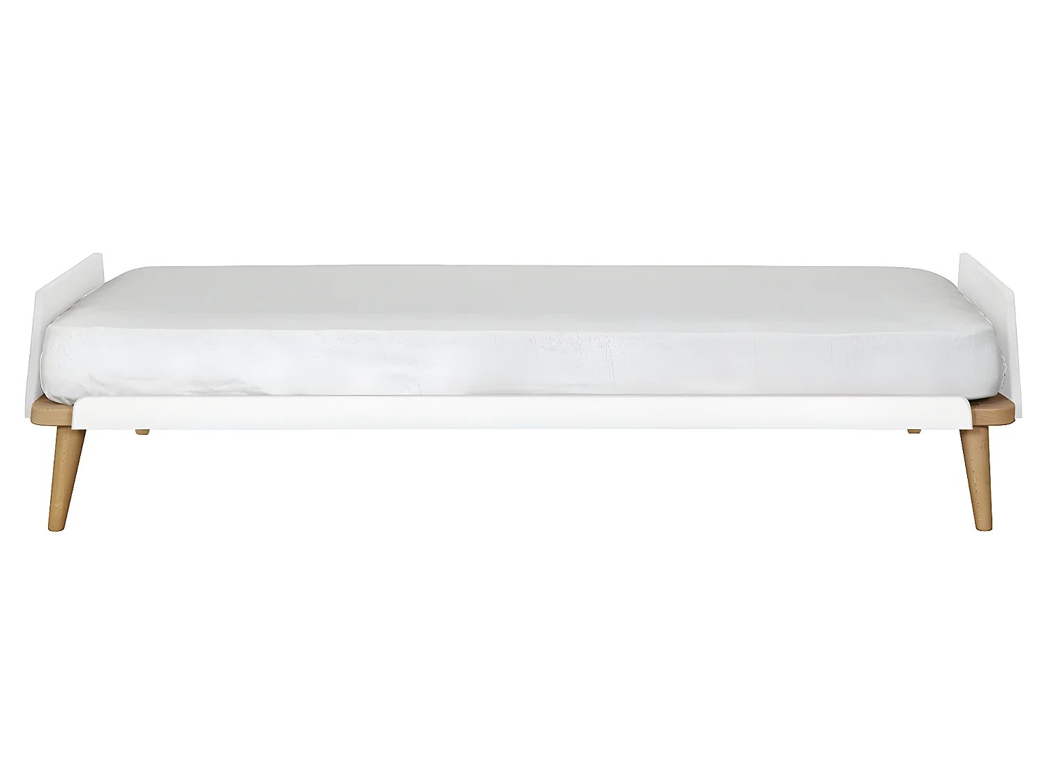 Pack lit avec matelas 90x190 cm bois massif blanc et bois KARL