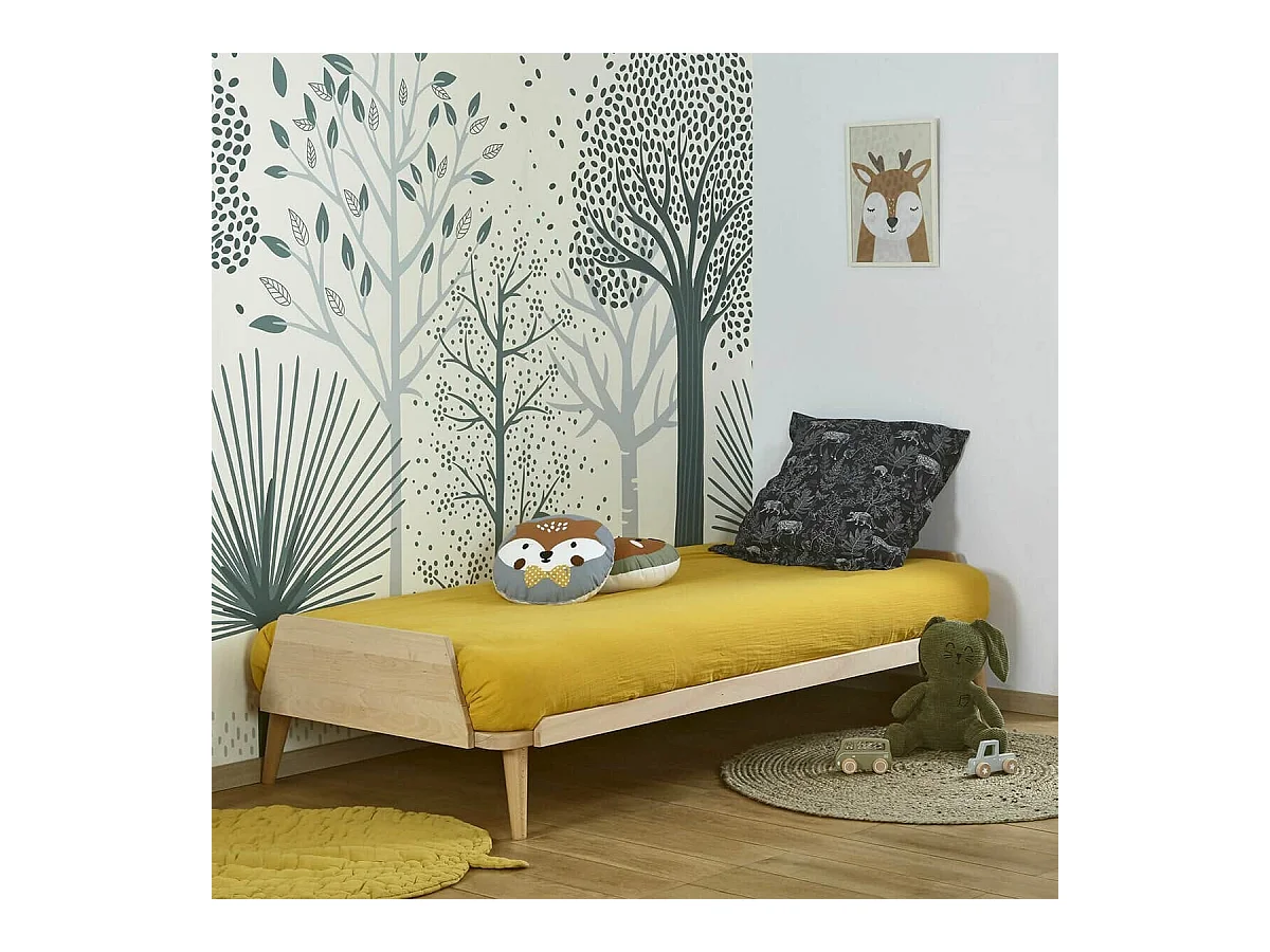 Lit 90x190 cm bois massif bois naturel KARL