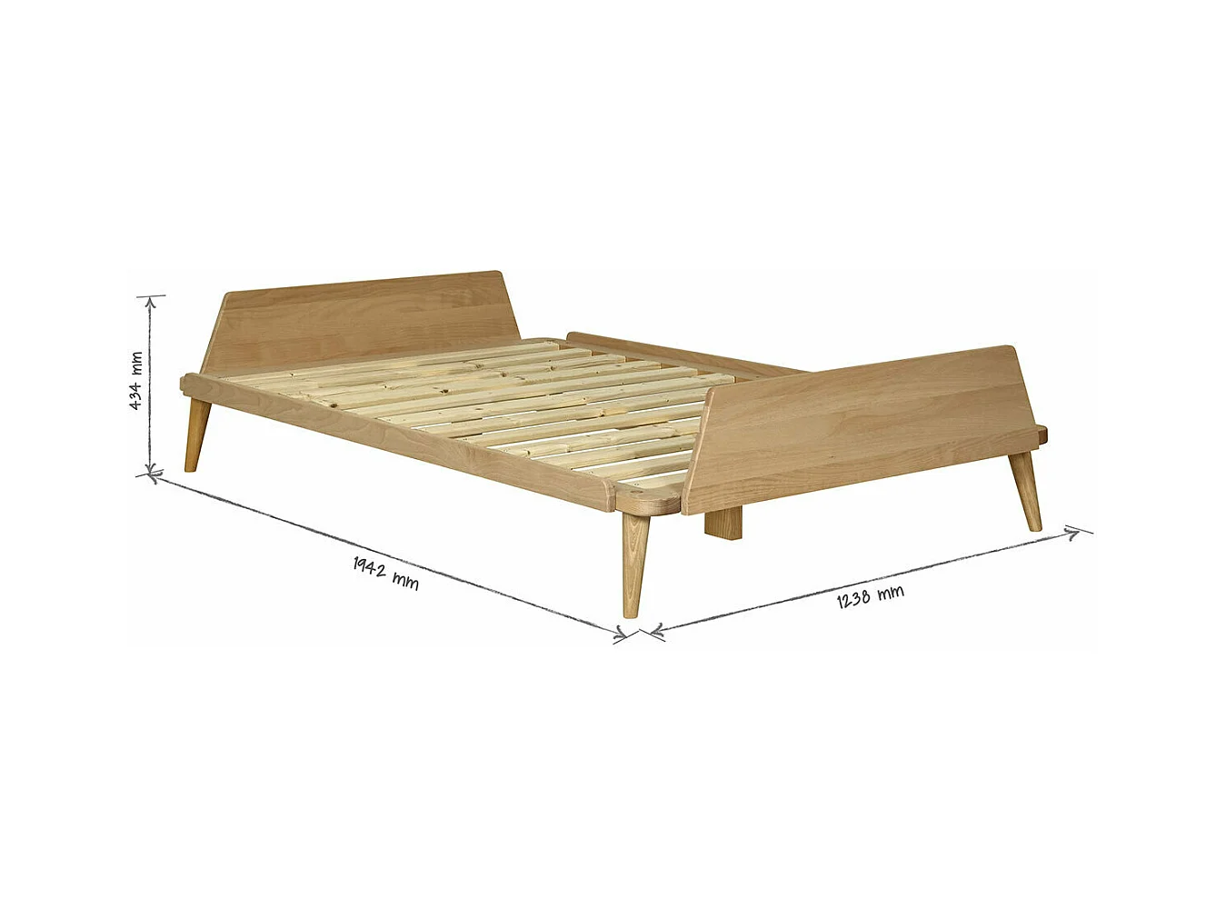 Lit 120x190 cm bois massif bois naturel KARL