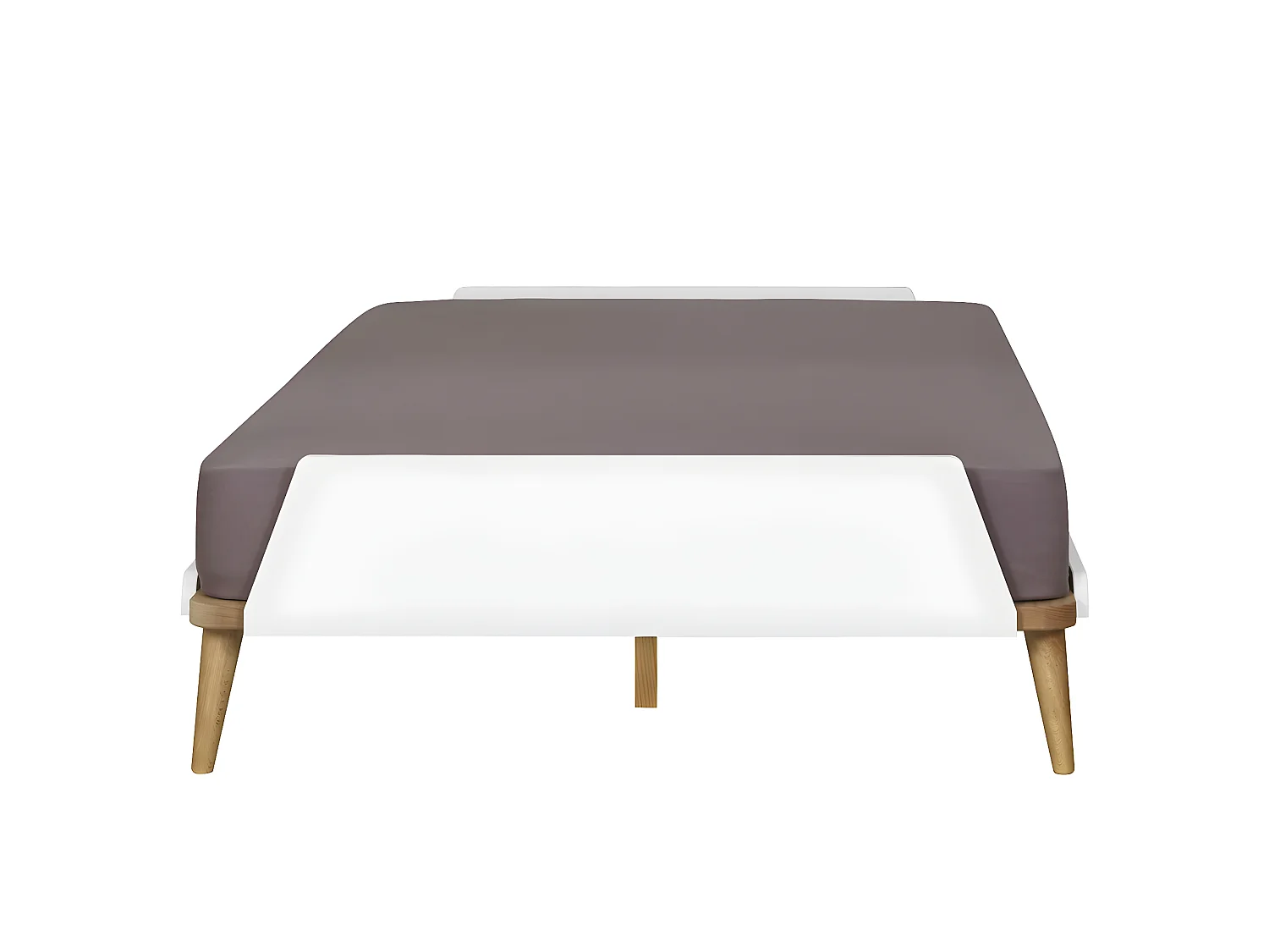 Lit 120x190 cm bois massif blanc et bois KARL