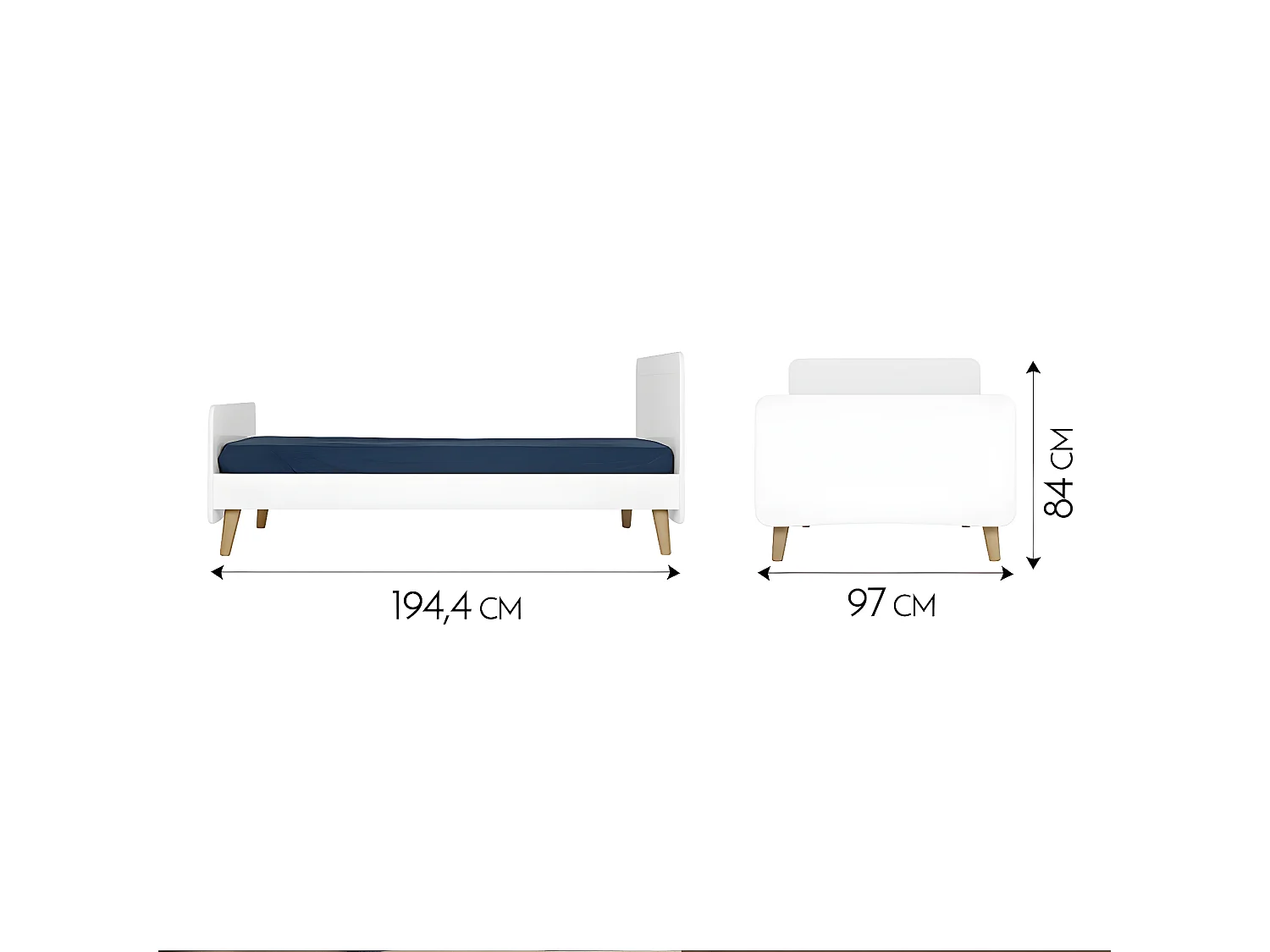 Pack lit avec pieds et matelas 90x200 cm bois massif bois naturel SPIKE