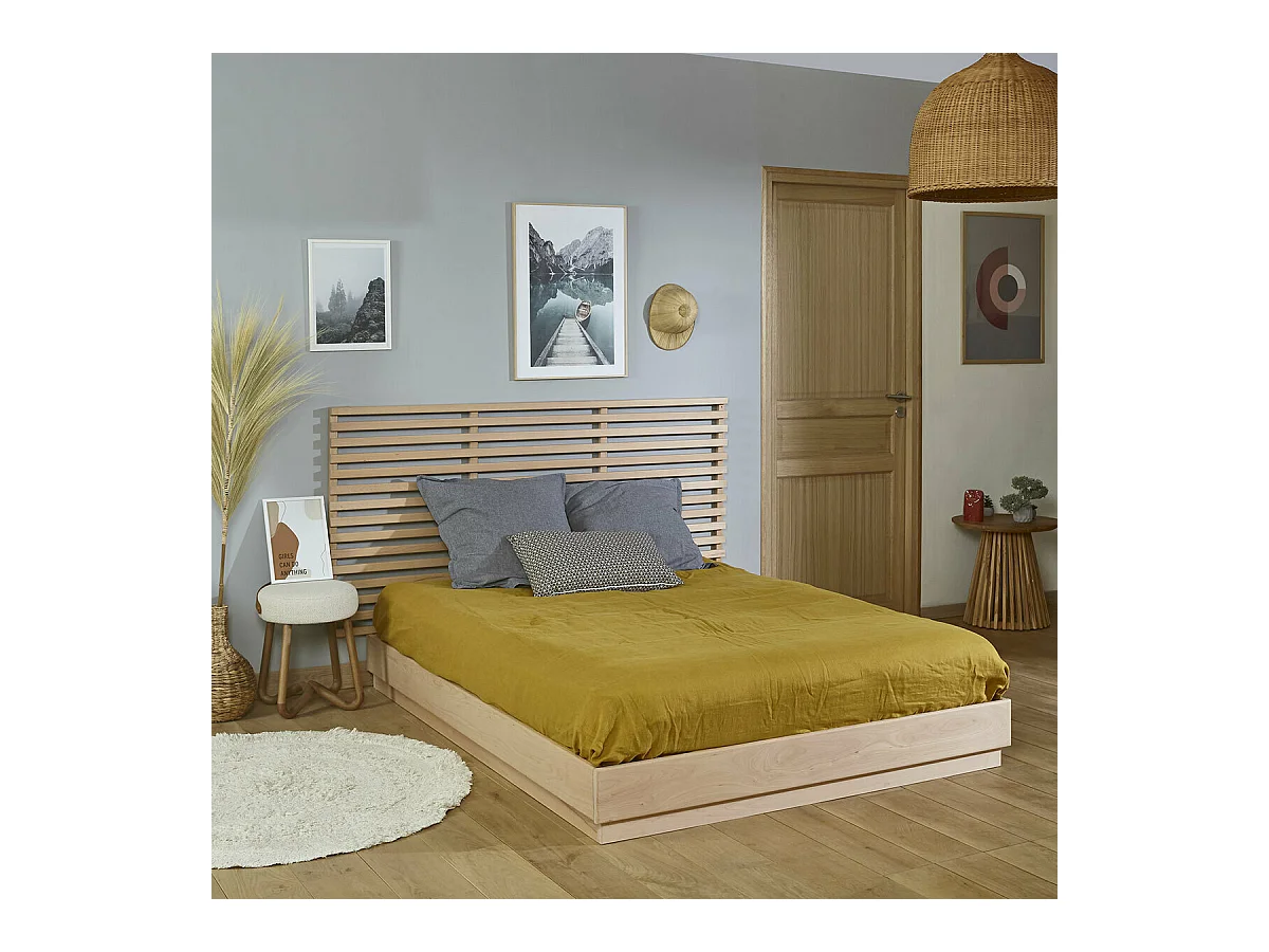 Lit 140x190 cm bois massif bois naturel BAYA