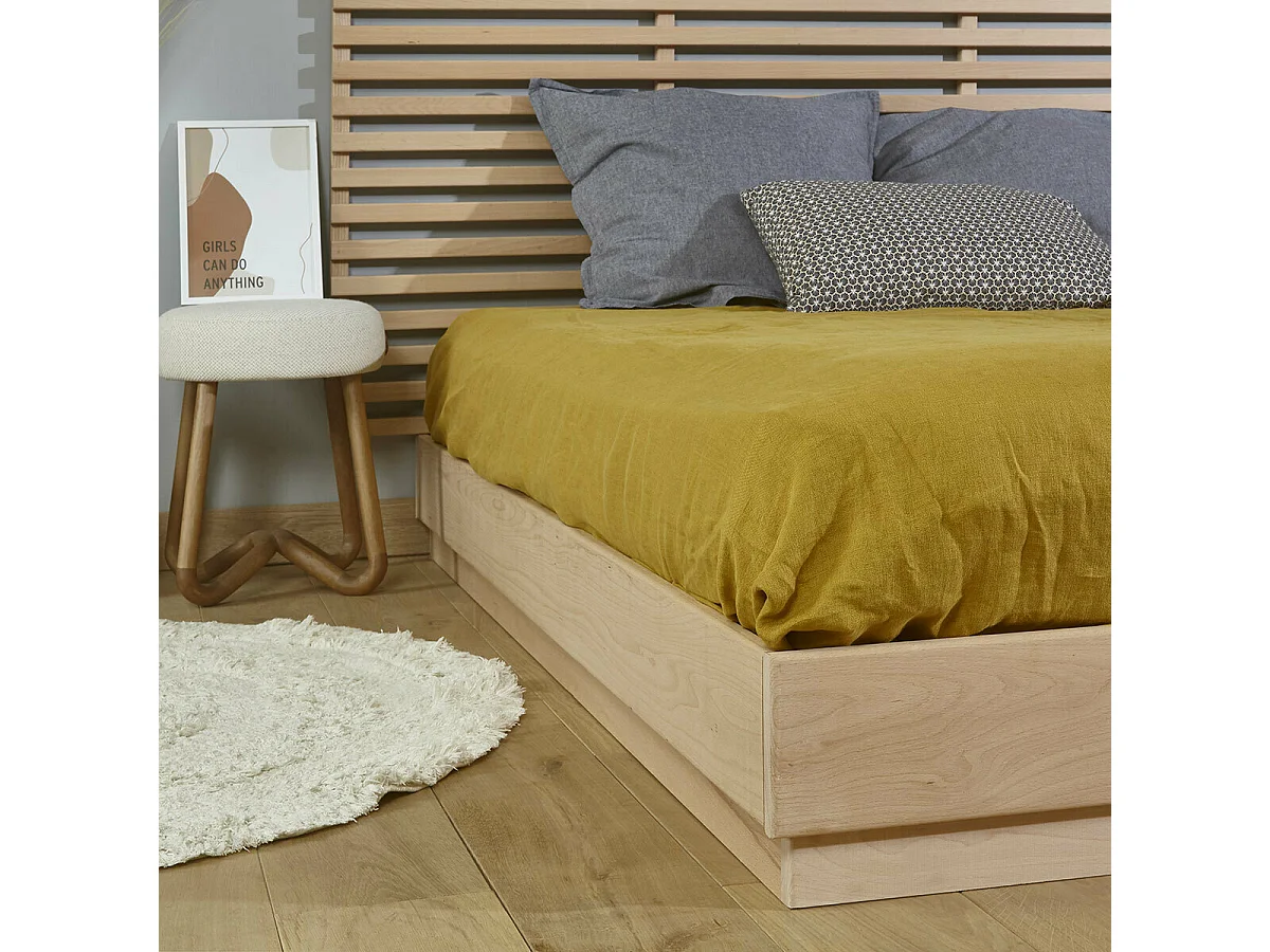 Lit 140x190 cm bois massif bois naturel BAYA