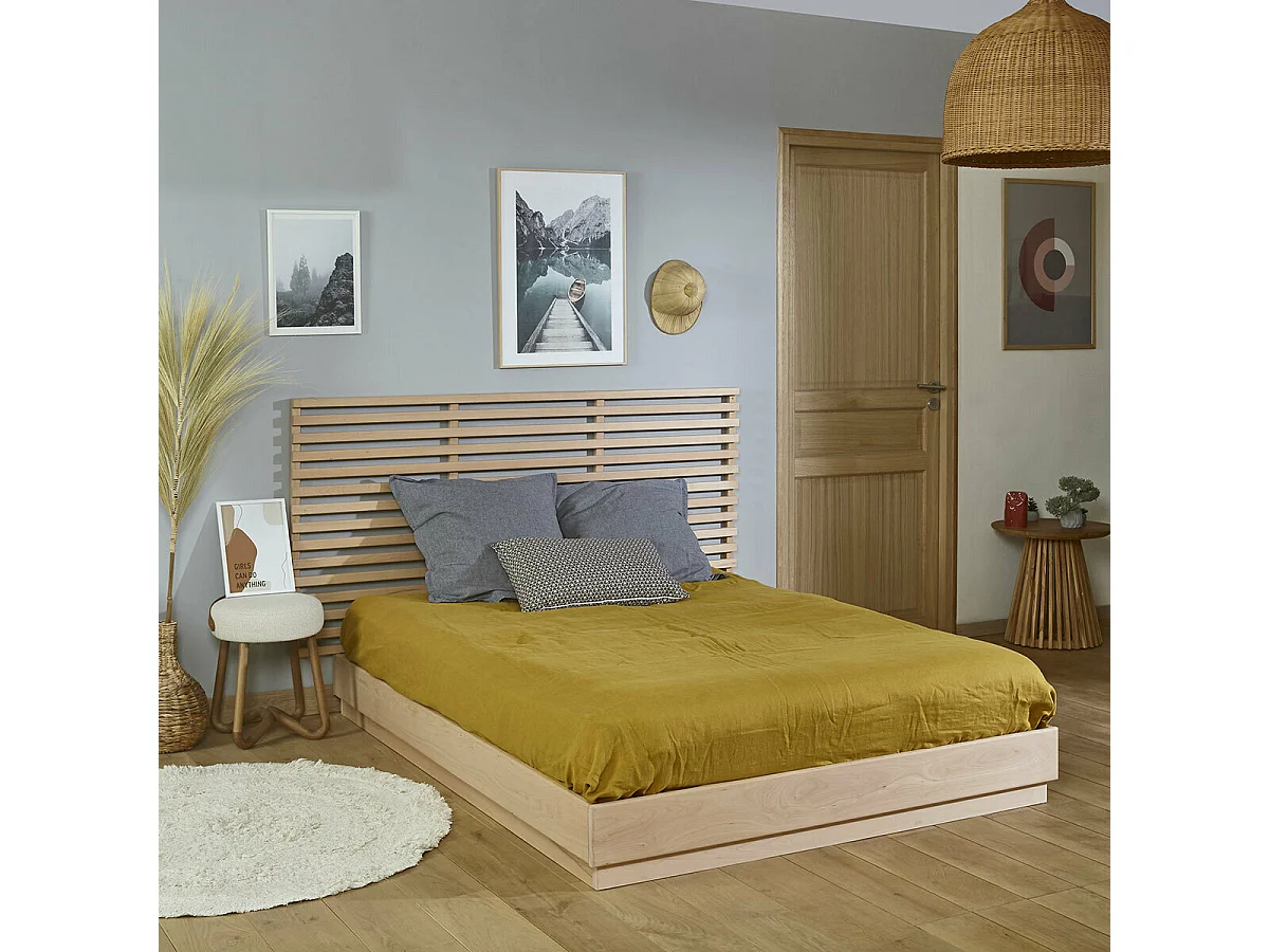 Lit 140x190 cm bois massif bois naturel BAYA