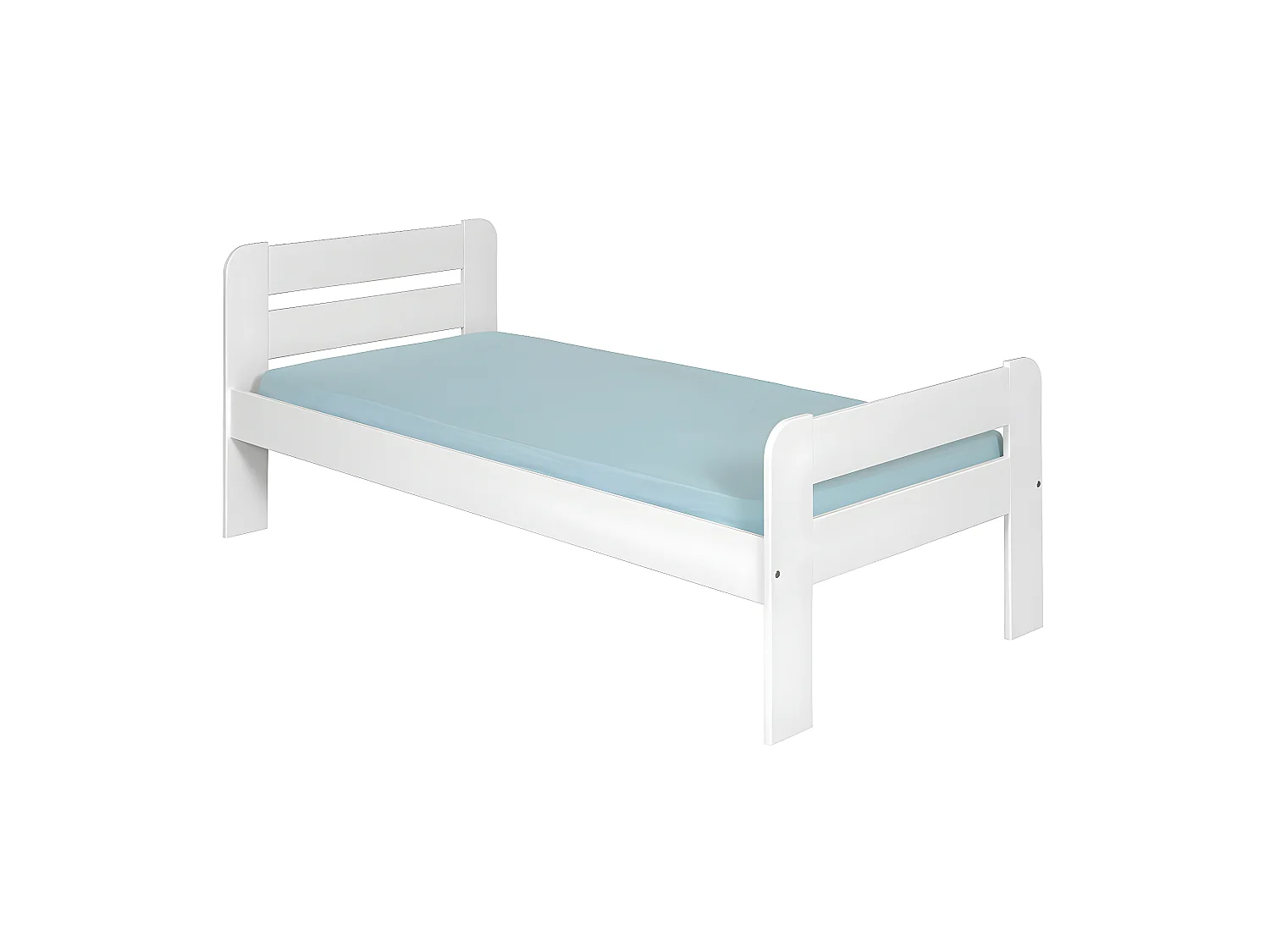 Pack lit avec matelas 90x190 cm bois massif blanc SUNDY