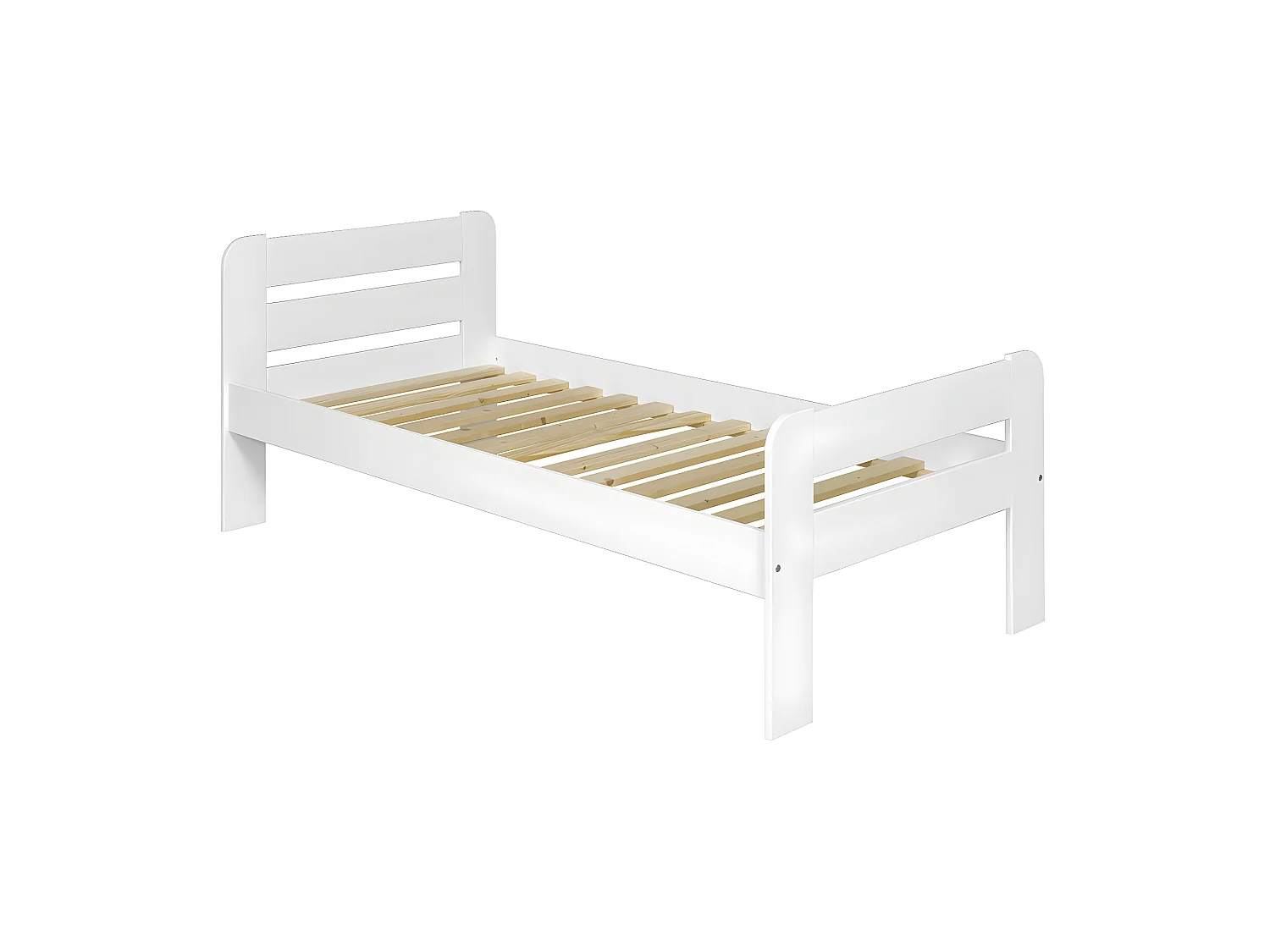 Pack lit avec matelas 90x190 cm bois massif blanc SUNDY