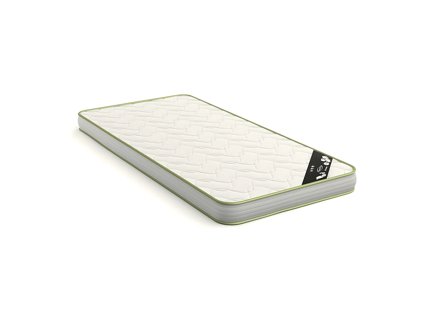 Pack lit avec matelas 90x190 cm bois massif blanc SUNDY