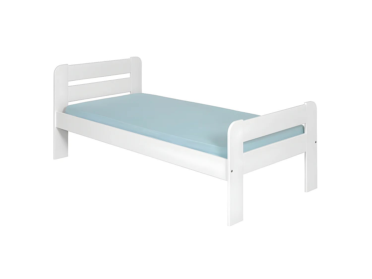 Pack lit avec matelas 90x190 cm bois massif blanc SUNDY