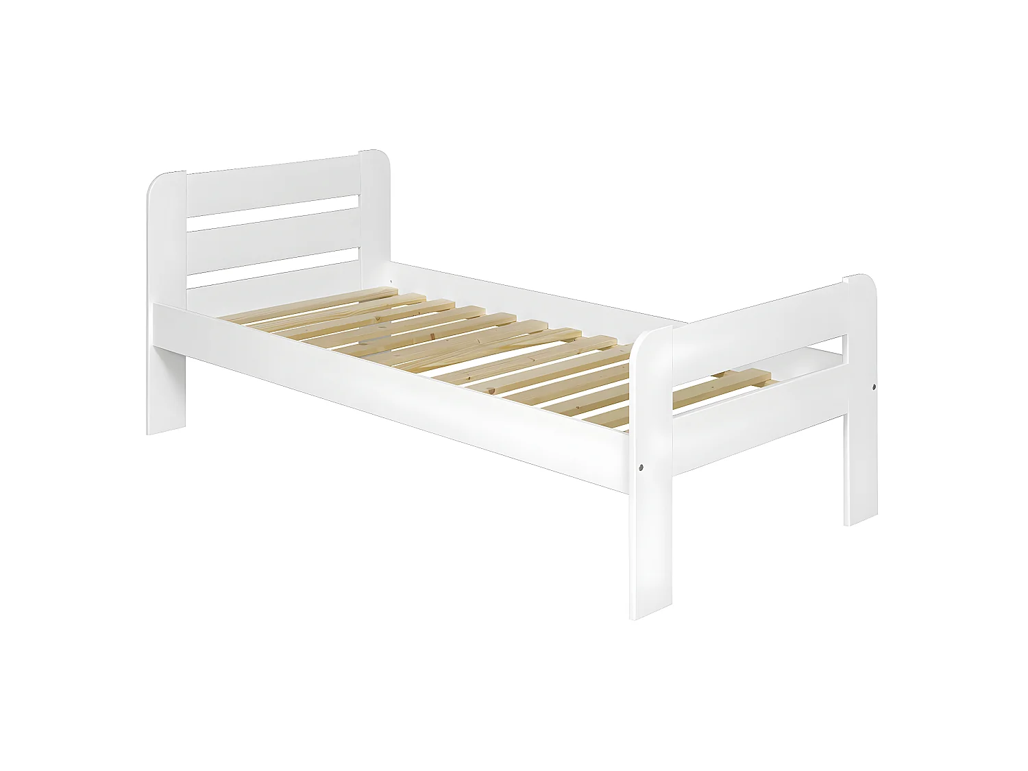 Pack lit avec matelas 90x190 cm bois massif blanc SUNDY