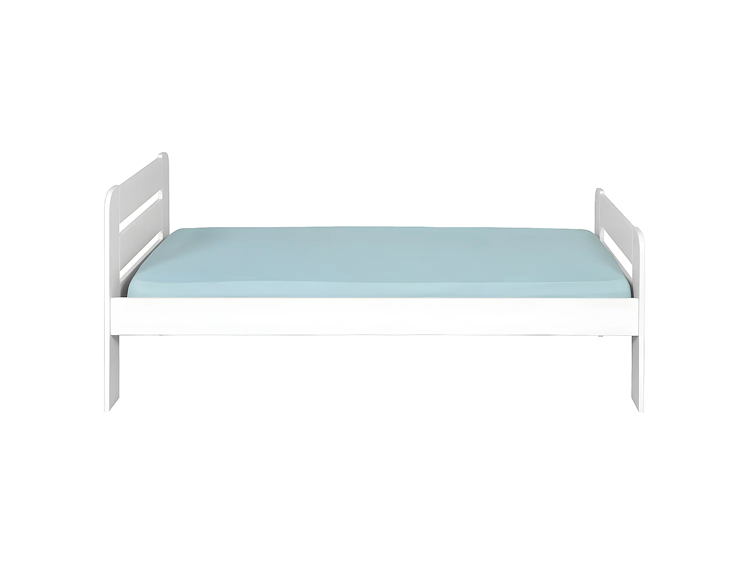 Pack lit avec matelas 90x190 cm bois massif blanc SUNDY