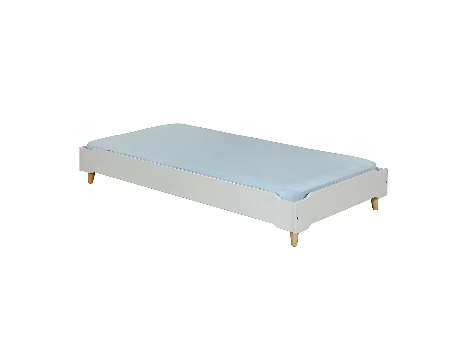 Lit avec pieds 90x190 cm bois massif gris JELLY