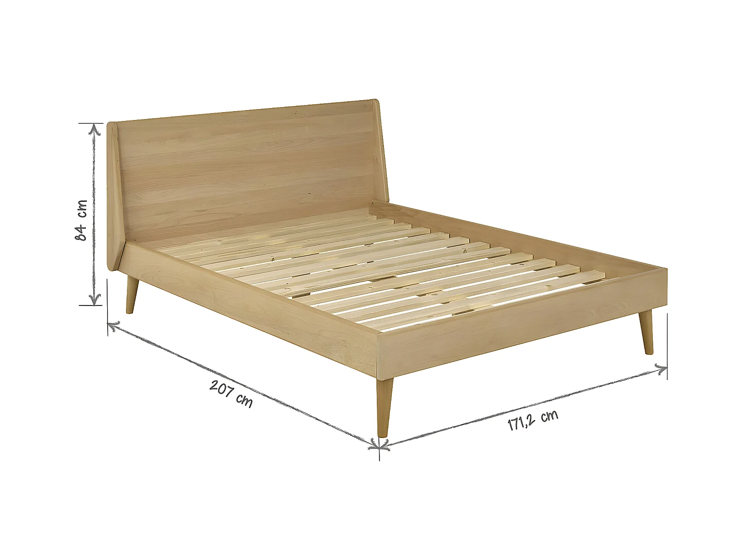Pack lit avec matelas 160x200 cm bois massif bois naturel MELBA