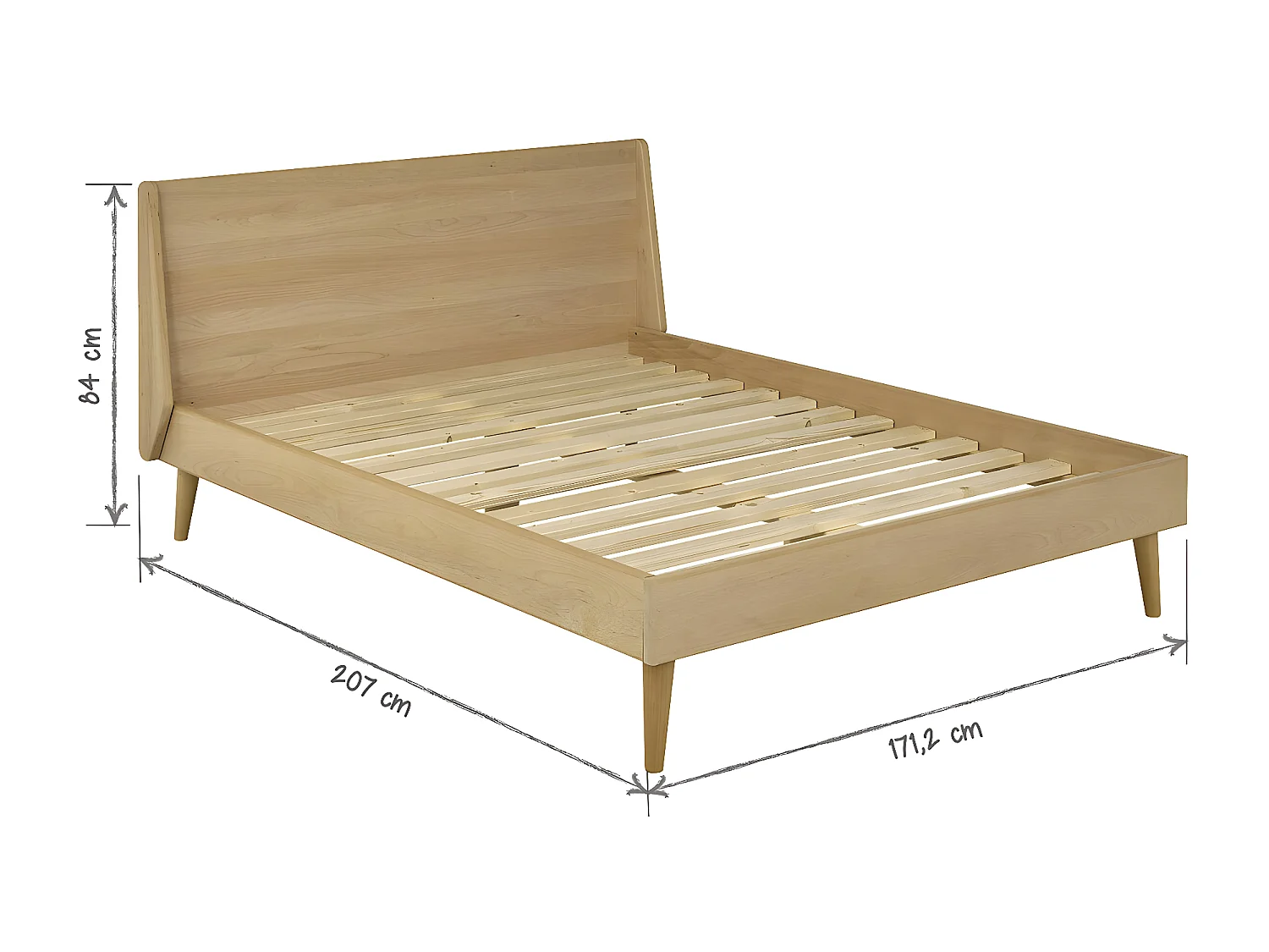 Pack lit avec matelas 160x200 cm bois massif bois naturel MELBA