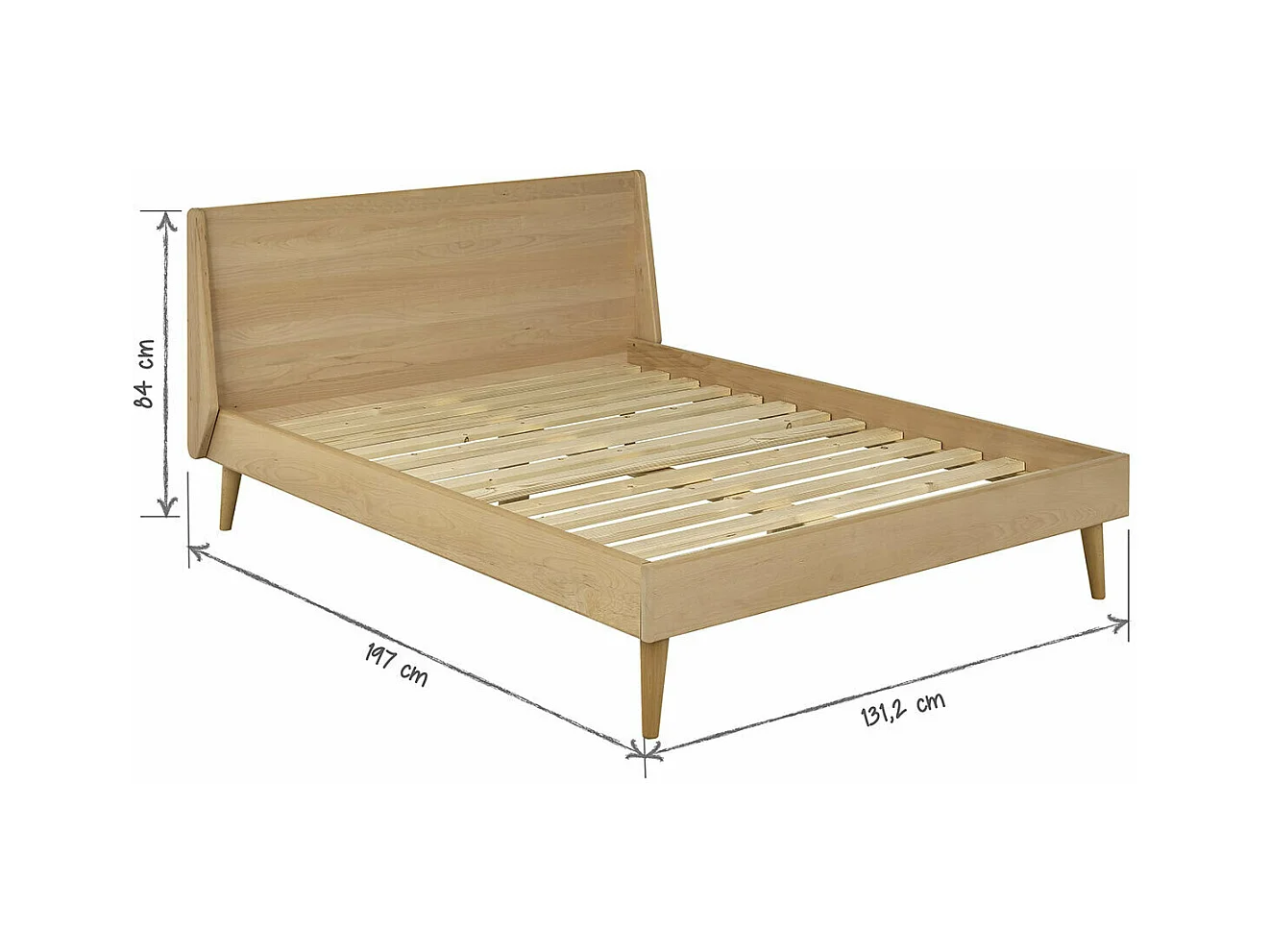 Lit 2 places 120x190 cm bois massif bois naturel MELBA