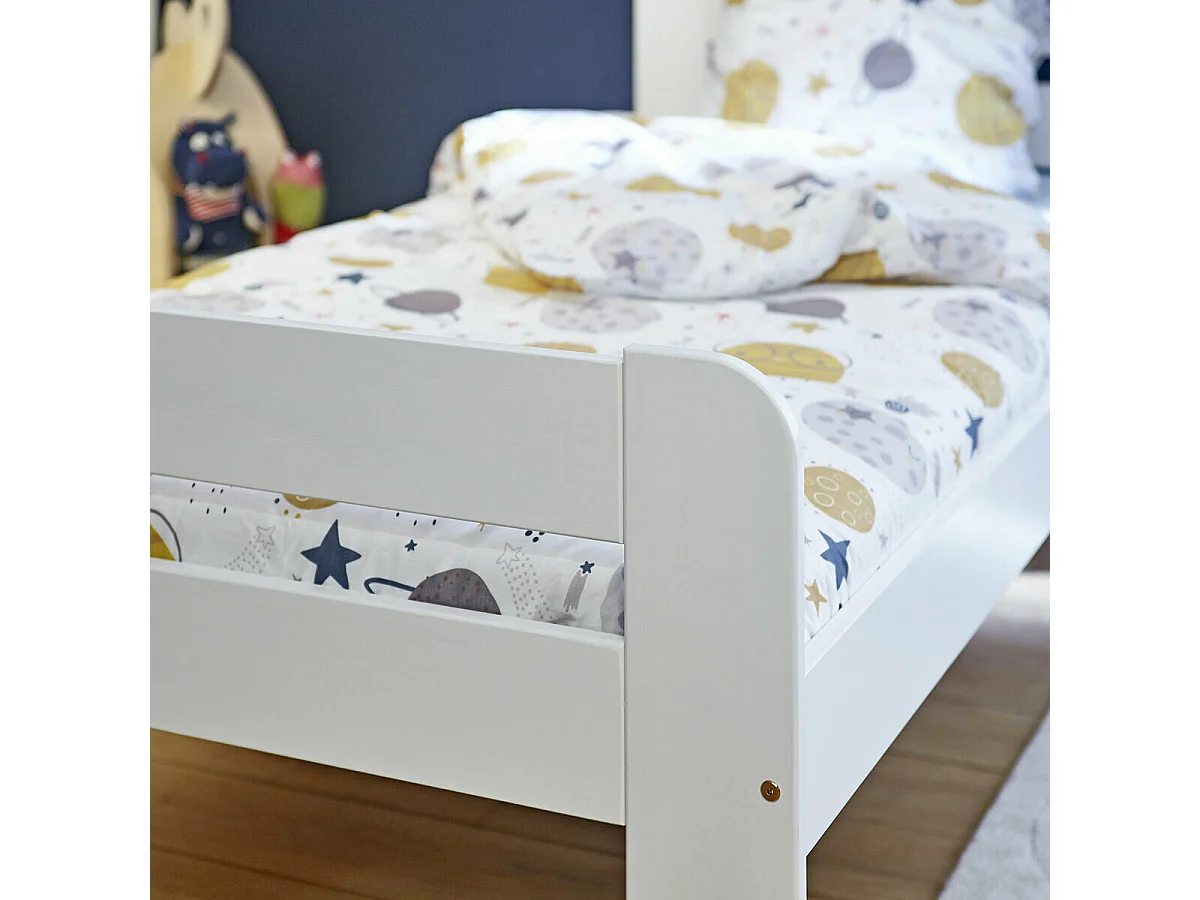 Lit enfant 90x190 cm bois massif blanc SUNDY