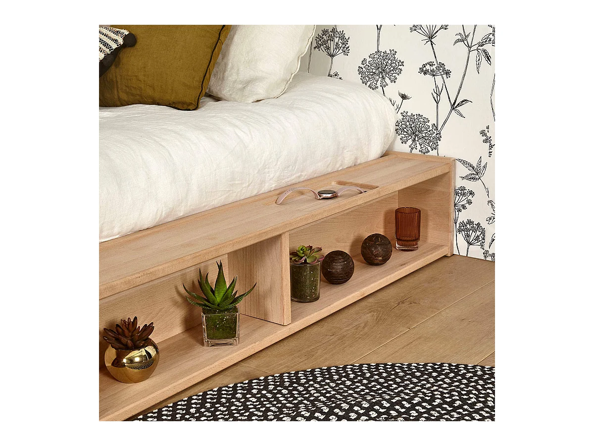 Lit 140x190 cm bois massif bois naturel MALO