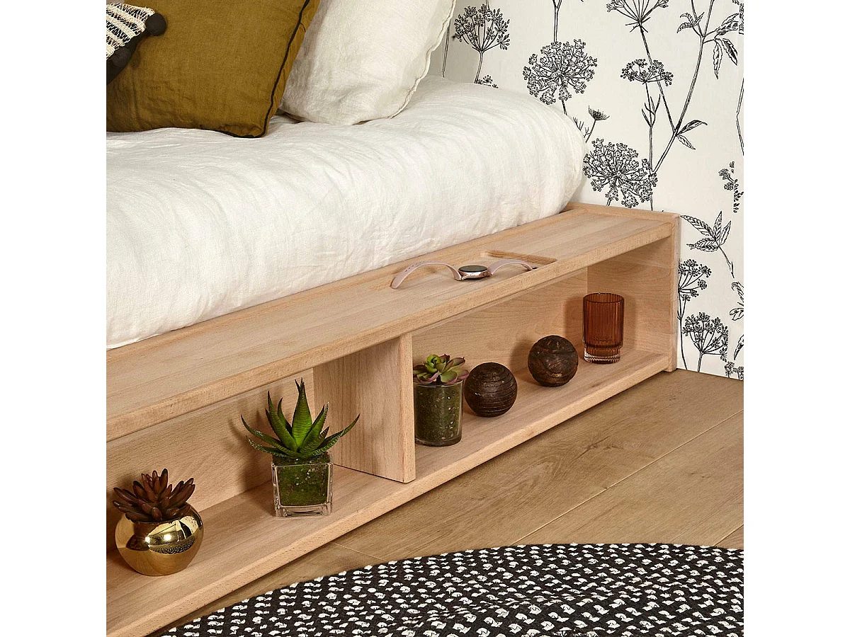 Lit 140x190 cm bois massif bois naturel MALO