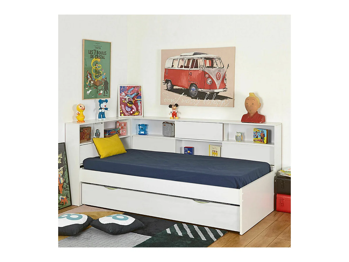 Lit cosy avec tiroir 90x190 cm panneaux de fibres blanc PLAY