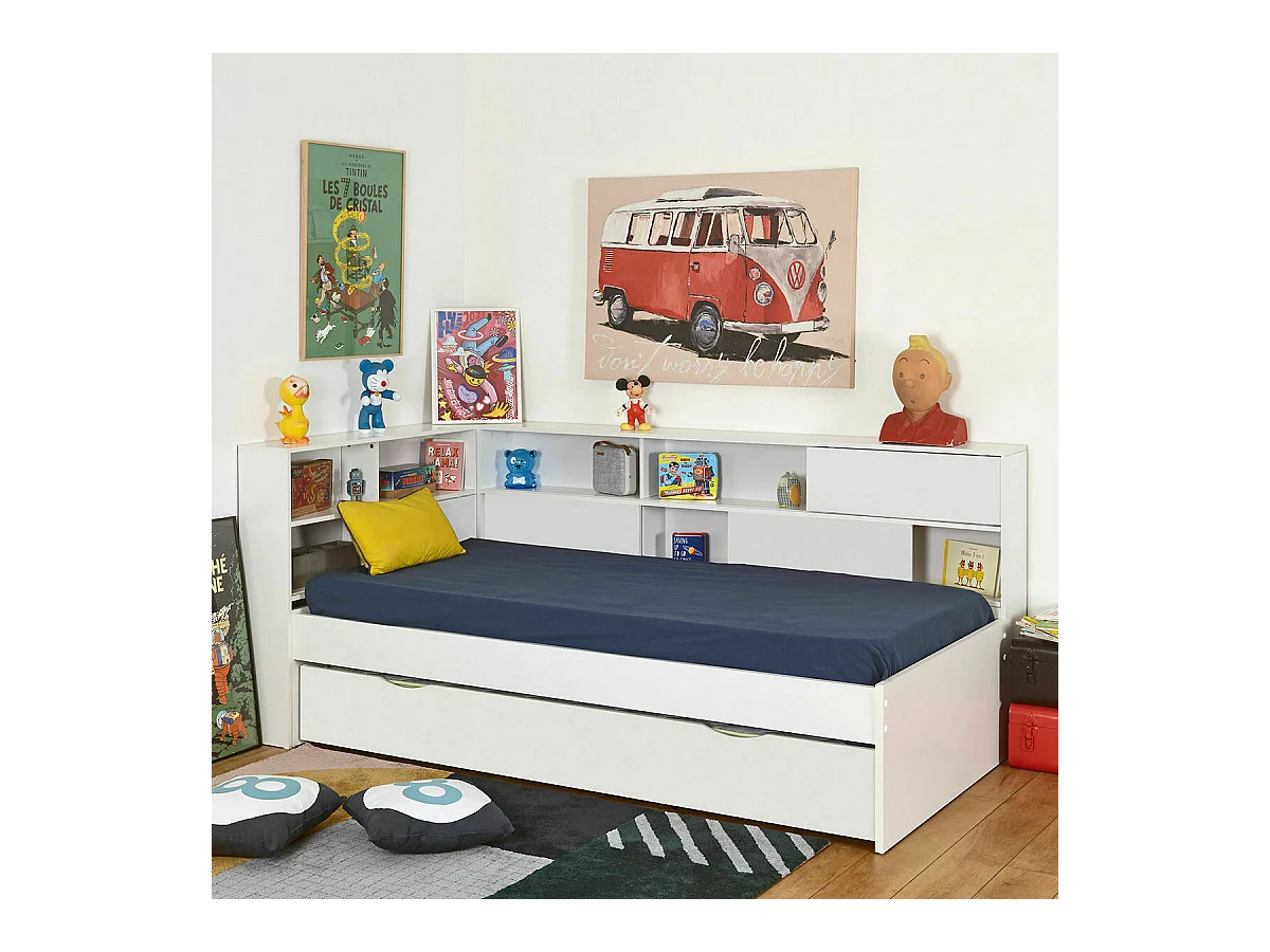 Lit cosy avec tiroir 90x190 cm panneaux de fibres blanc PLAY