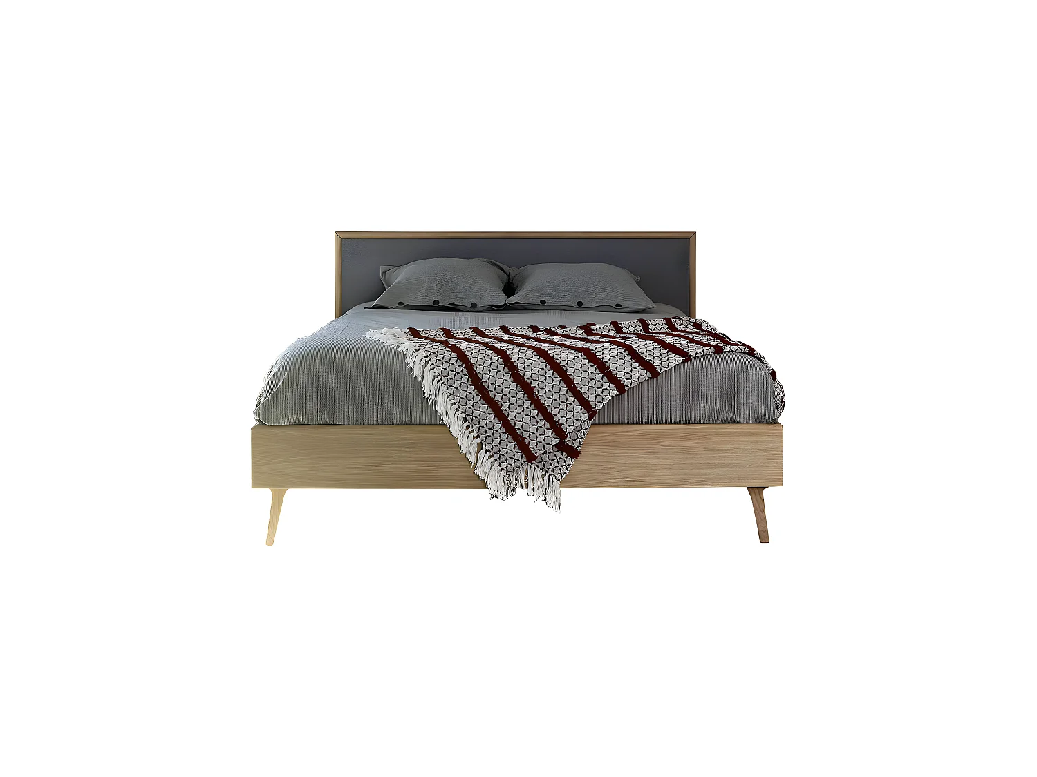 Pack lit avec matelas 160x200 cm bois massif gris et bois HOLDA