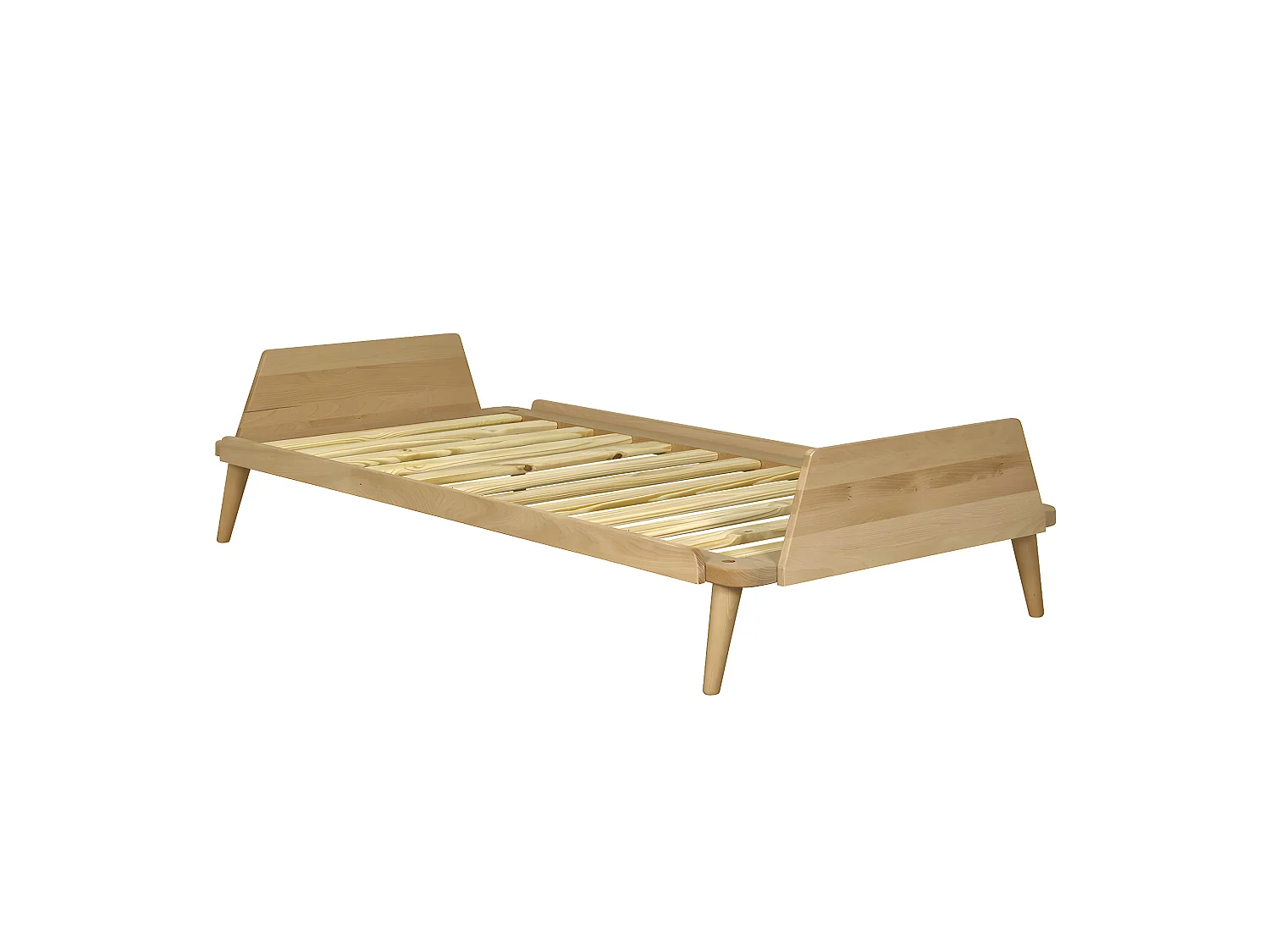 Pack lit avec matelas 90x190 cm bois massif bois naturel KARL