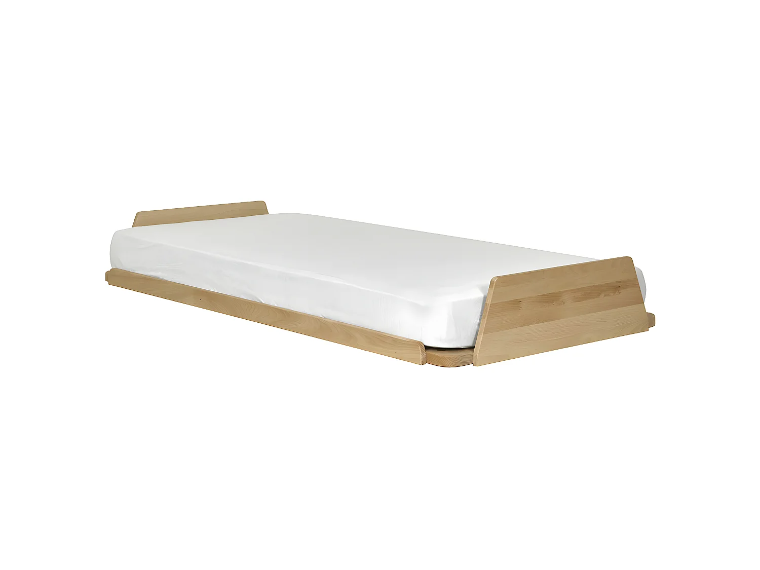 Pack lit avec matelas 90x190 cm bois massif bois naturel KARL