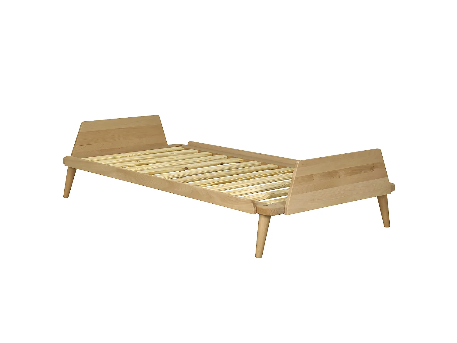 Pack lit avec matelas 90x190 cm bois massif bois naturel KARL