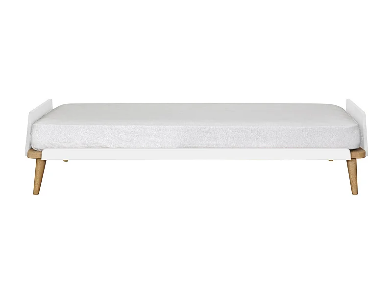 Lit 90x190 cm bois massif blanc et bois KARL