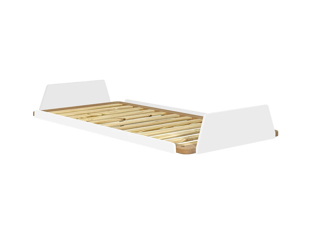 Lit 90x190 cm bois massif blanc et bois KARL