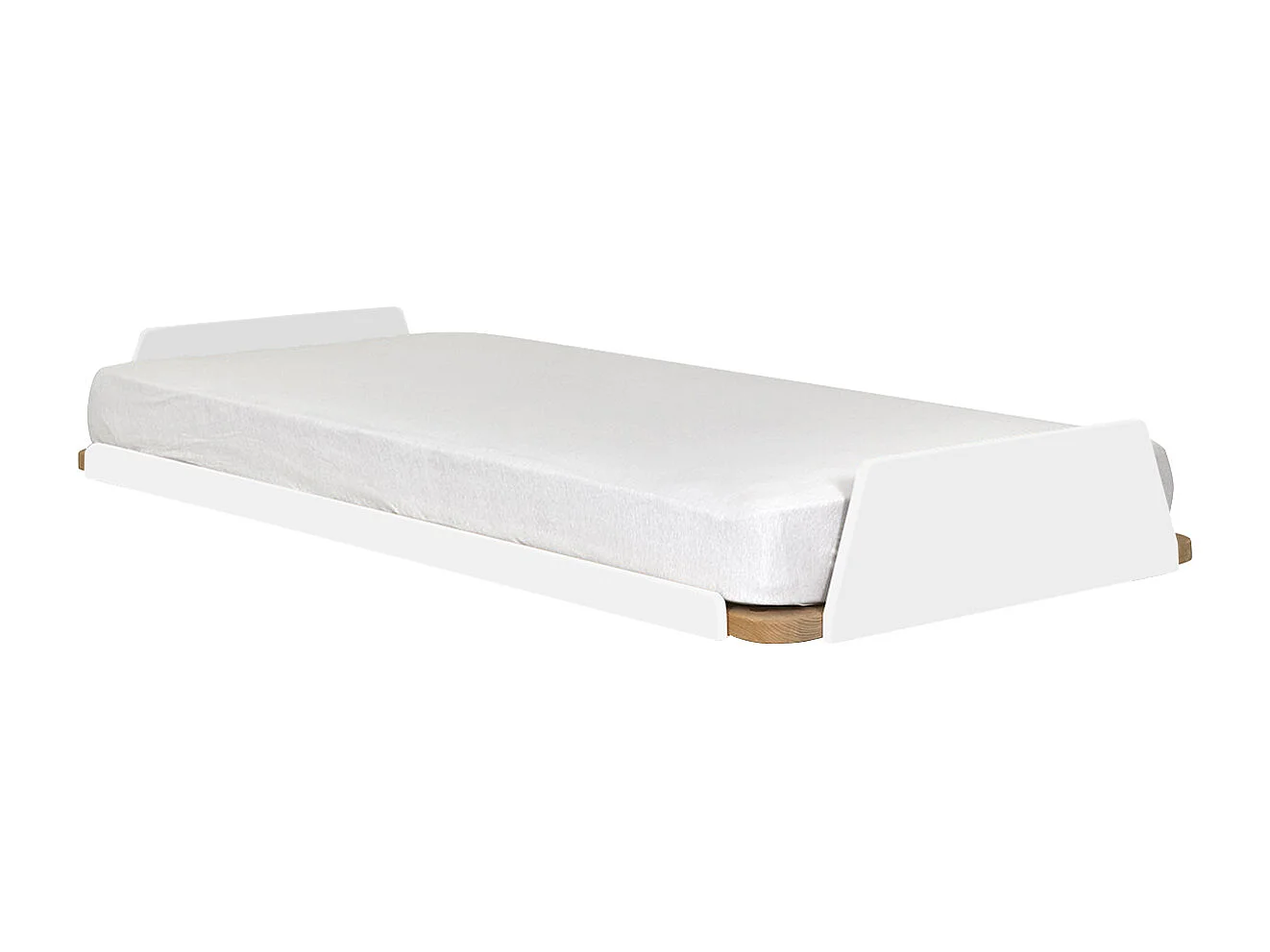 Lit 90x190 cm bois massif blanc et bois KARL