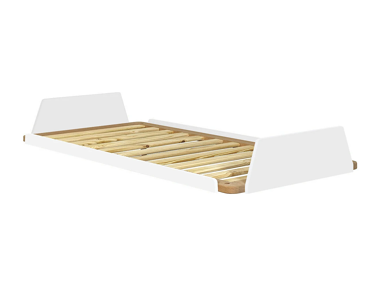 Lit 90x190 cm bois massif blanc et bois KARL