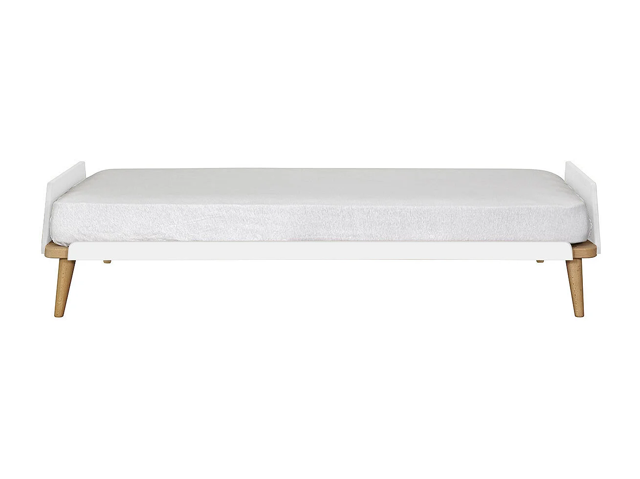 Lit 90x190 cm bois massif blanc et bois KARL