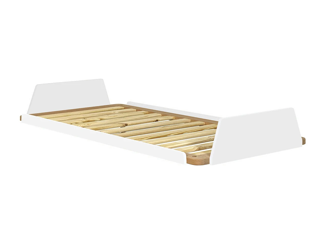 Lit 90x190 cm bois massif blanc et bois KARL