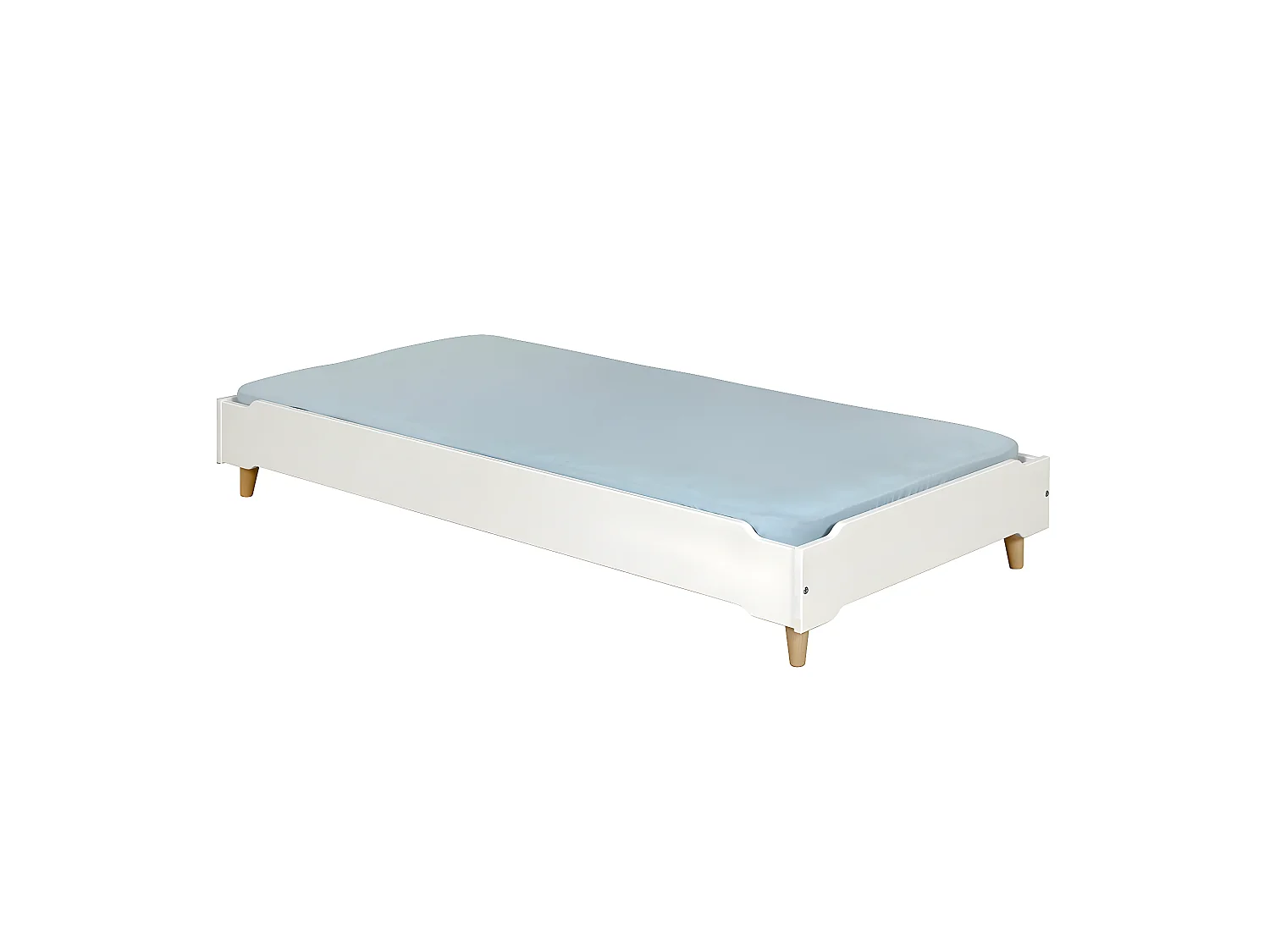 Lit avec pieds 90x190 cm bois massif blanc JELLY