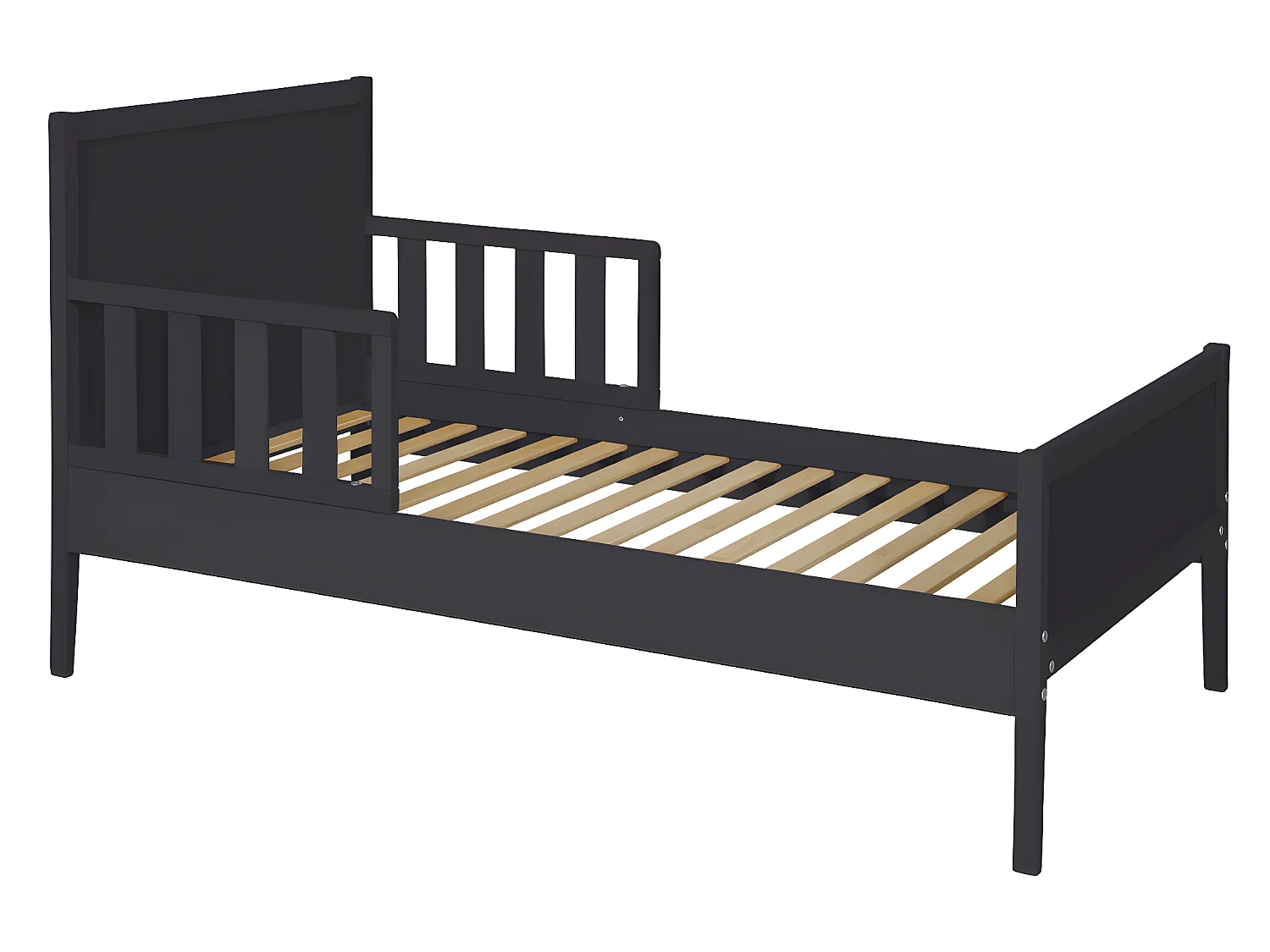 Lit enfant 70x140 cm bois massif gris TINA